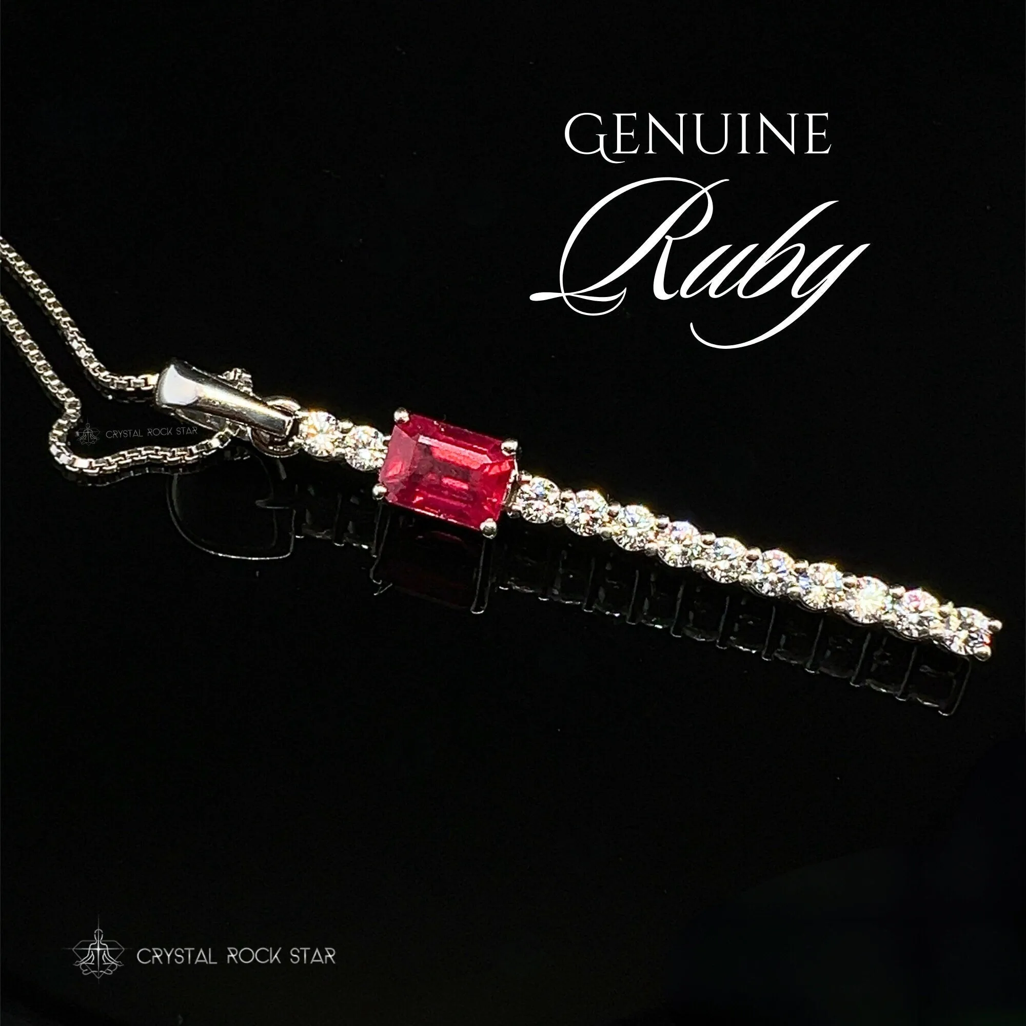 Ruby Sparkle Wand Sterling Silver Necklace