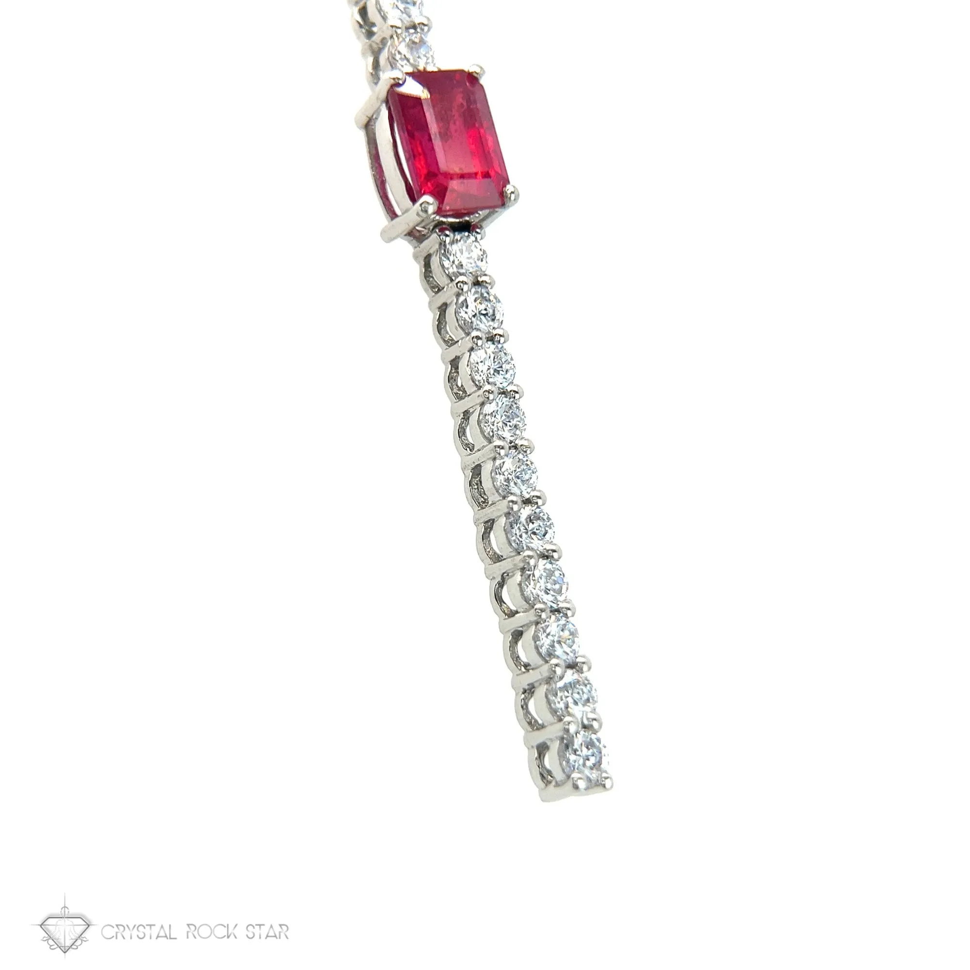 Ruby Sparkle Wand Sterling Silver Necklace