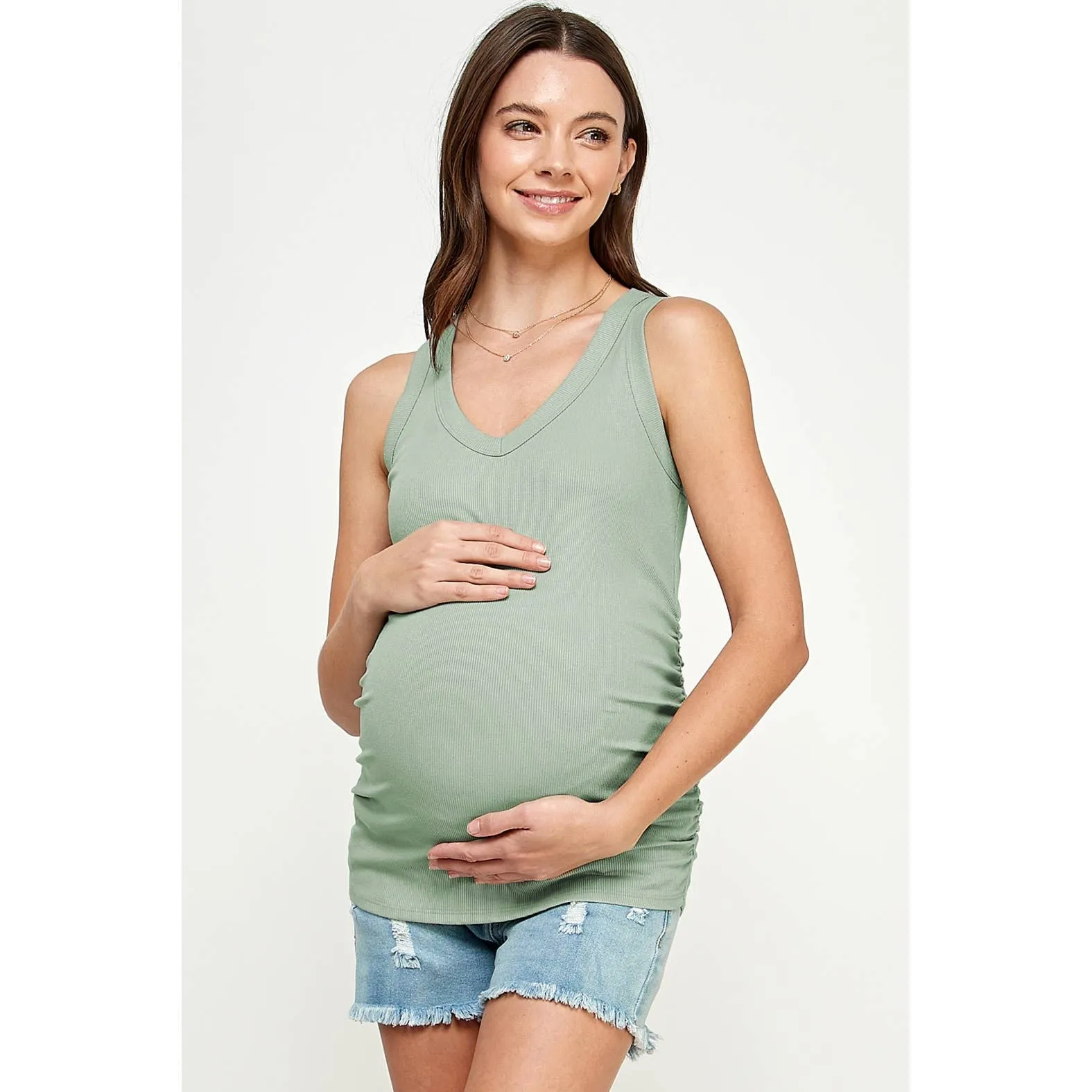 Sage Maternity V Neck Tank Top
