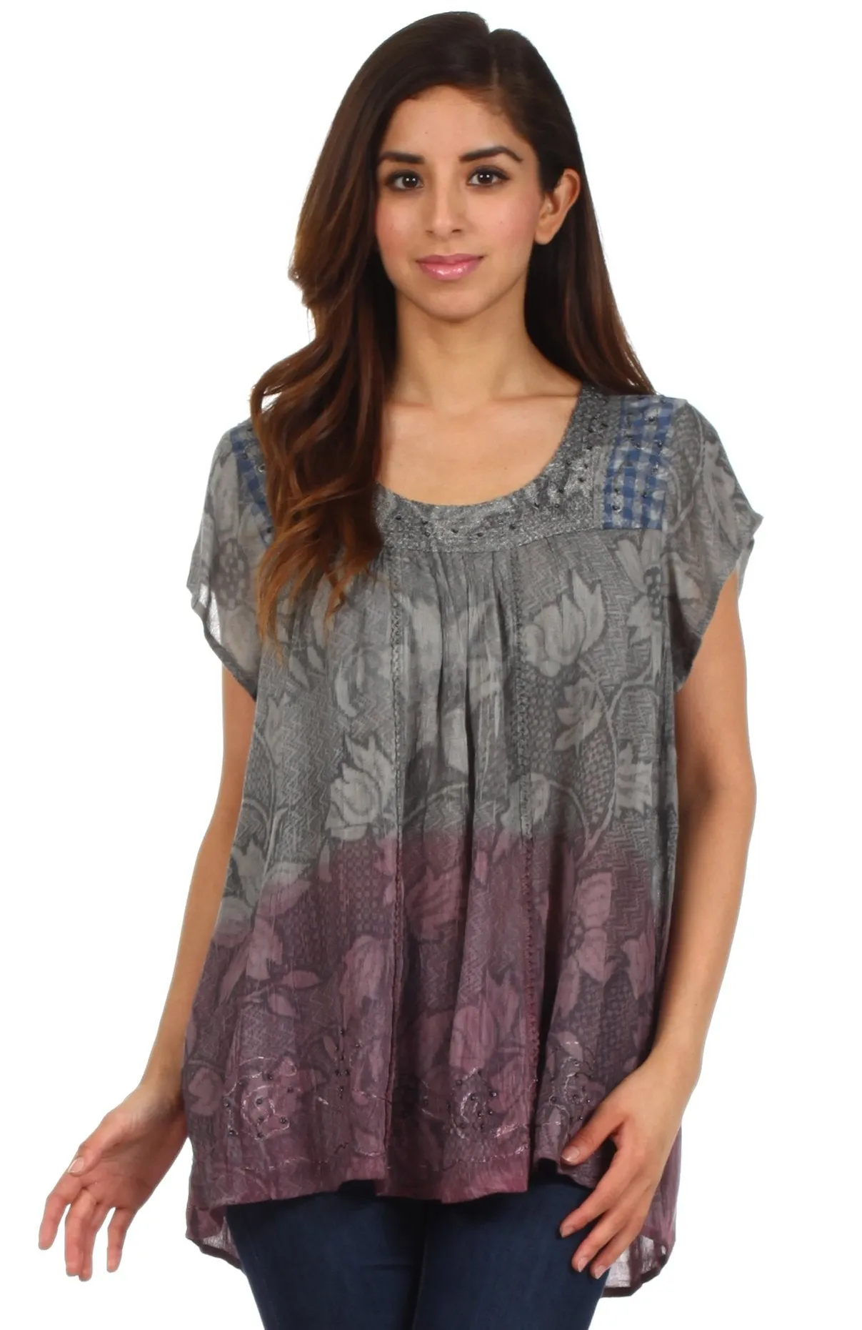 Sakkas Lisa Embroidered Ombre Blouse