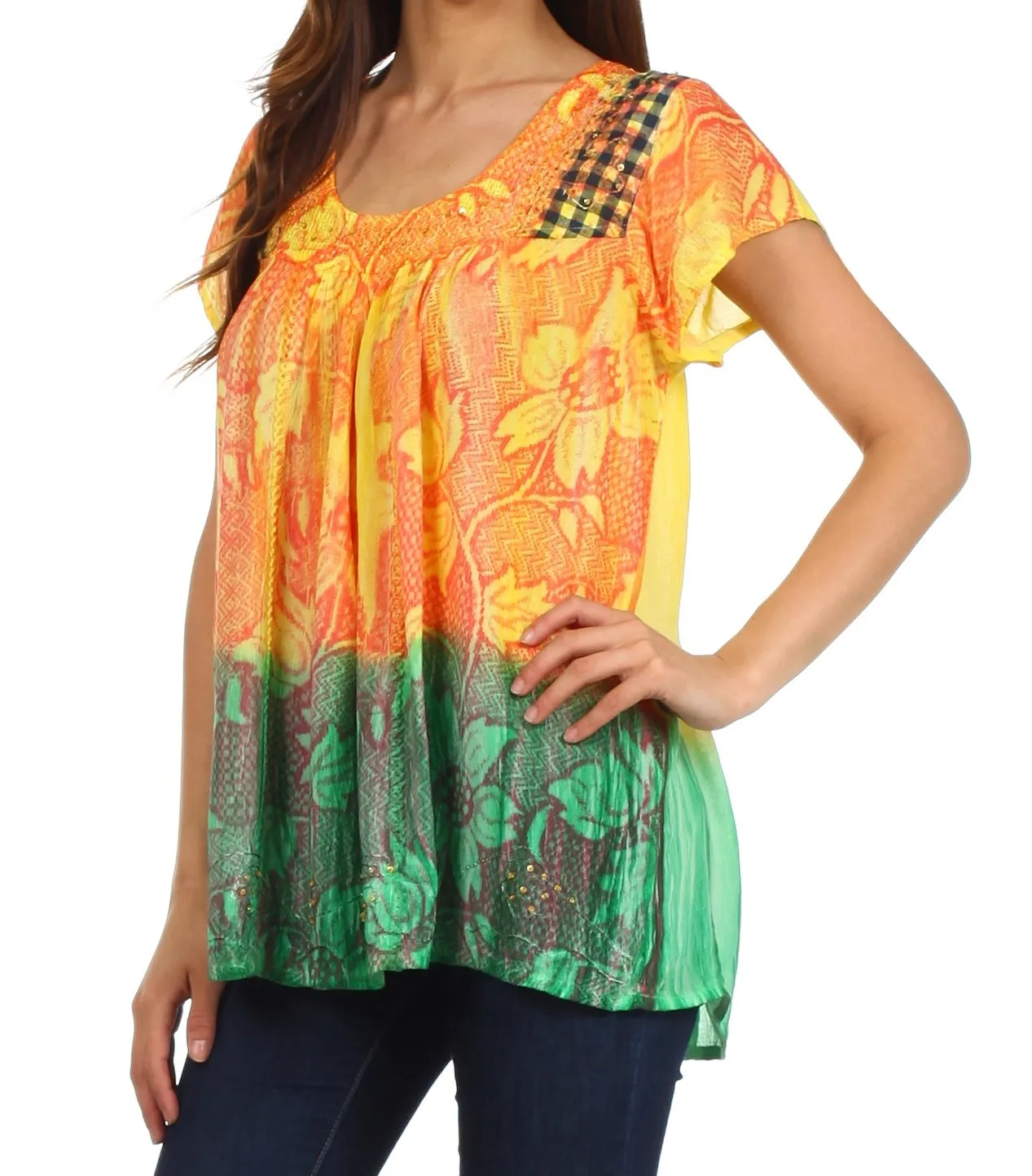 Sakkas Lisa Embroidered Ombre Blouse