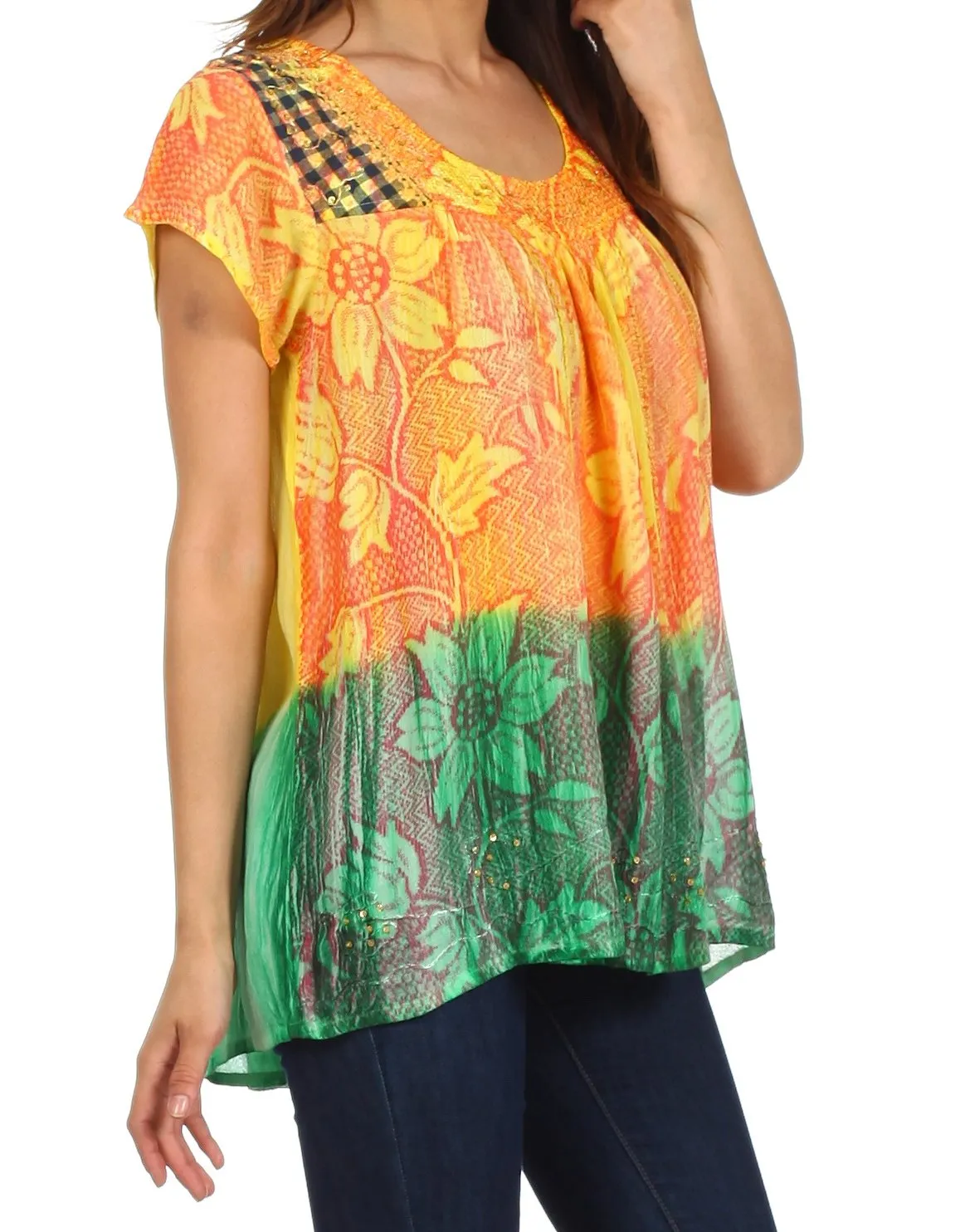 Sakkas Lisa Embroidered Ombre Blouse