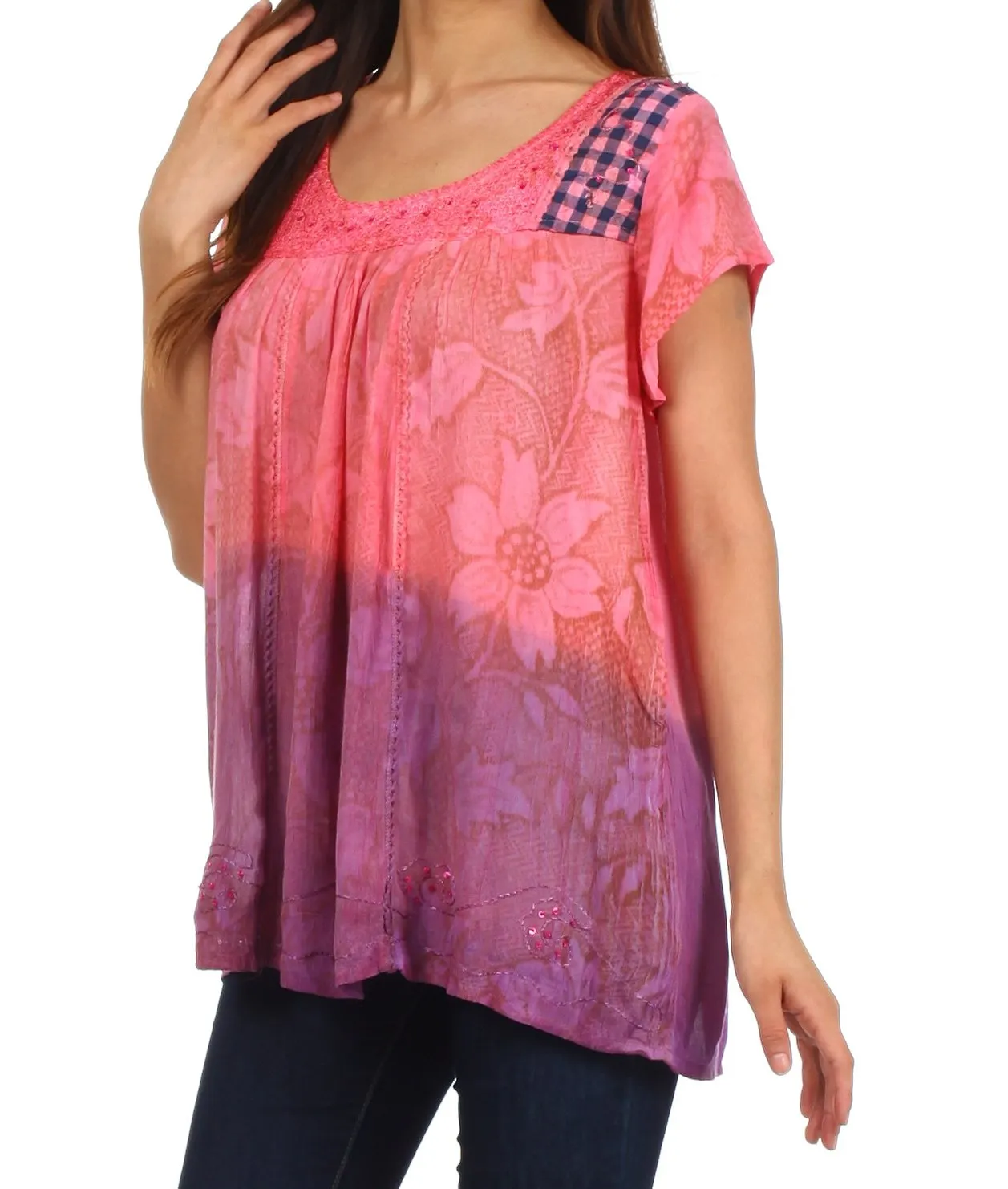 Sakkas Lisa Embroidered Ombre Blouse