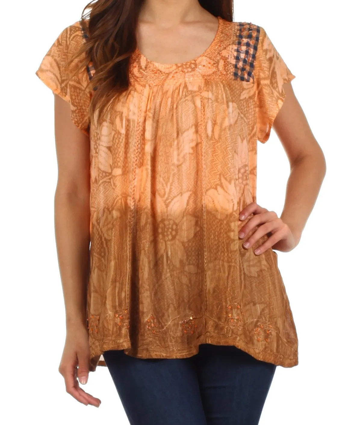 Sakkas Lisa Embroidered Ombre Blouse