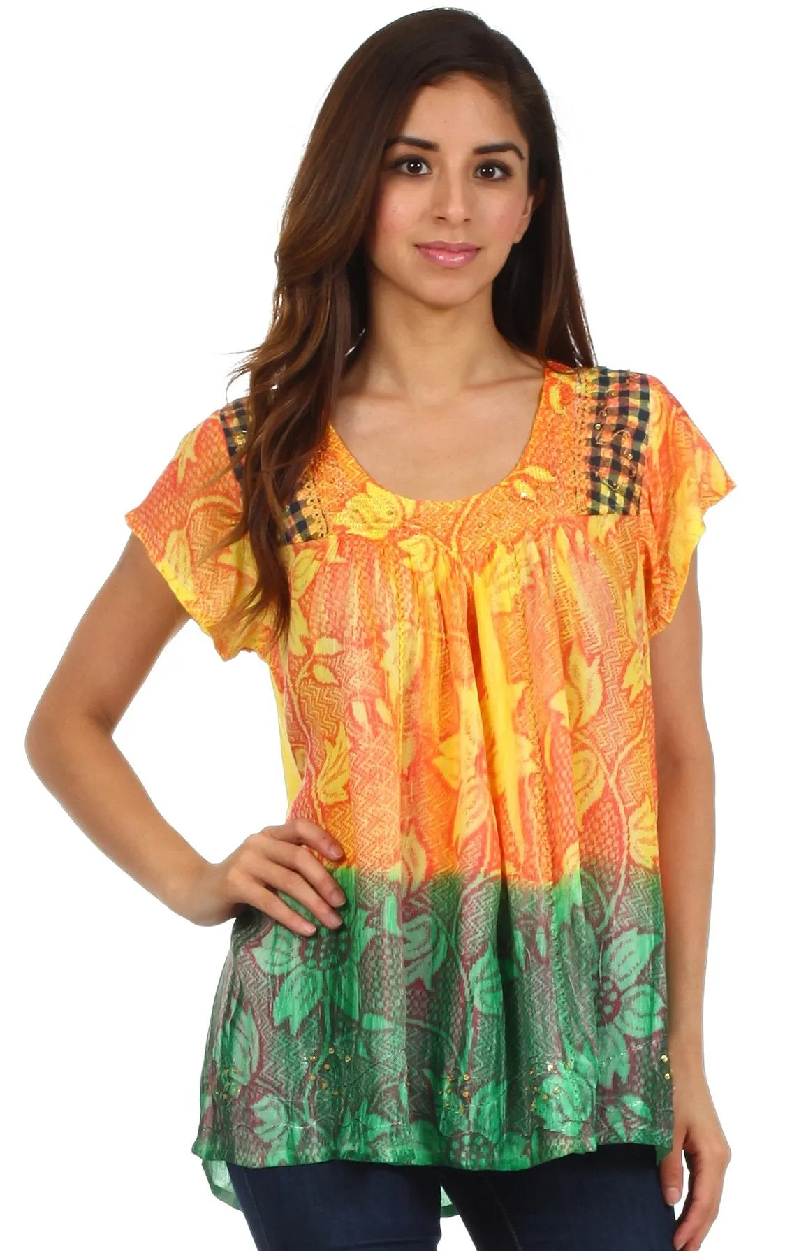 Sakkas Lisa Embroidered Ombre Blouse