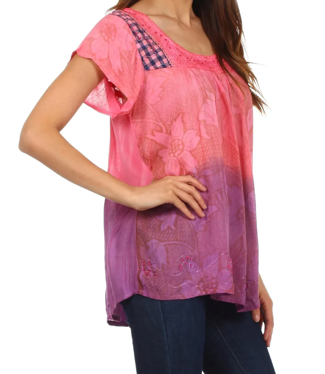 Sakkas Lisa Embroidered Ombre Blouse