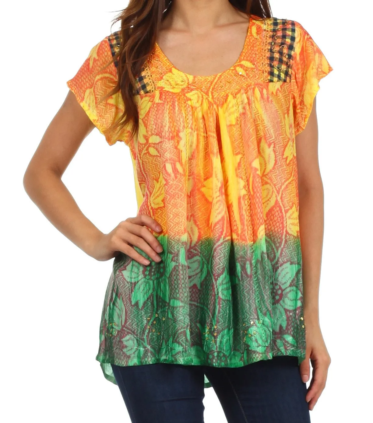 Sakkas Lisa Embroidered Ombre Blouse
