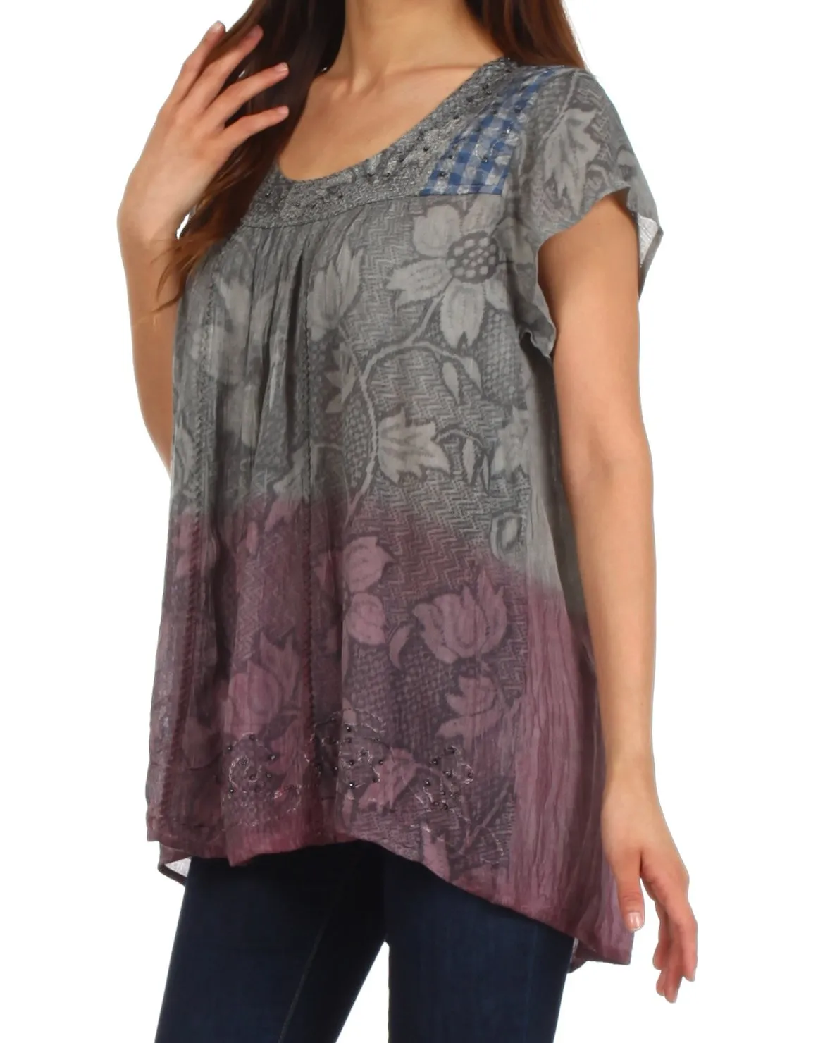 Sakkas Lisa Embroidered Ombre Blouse