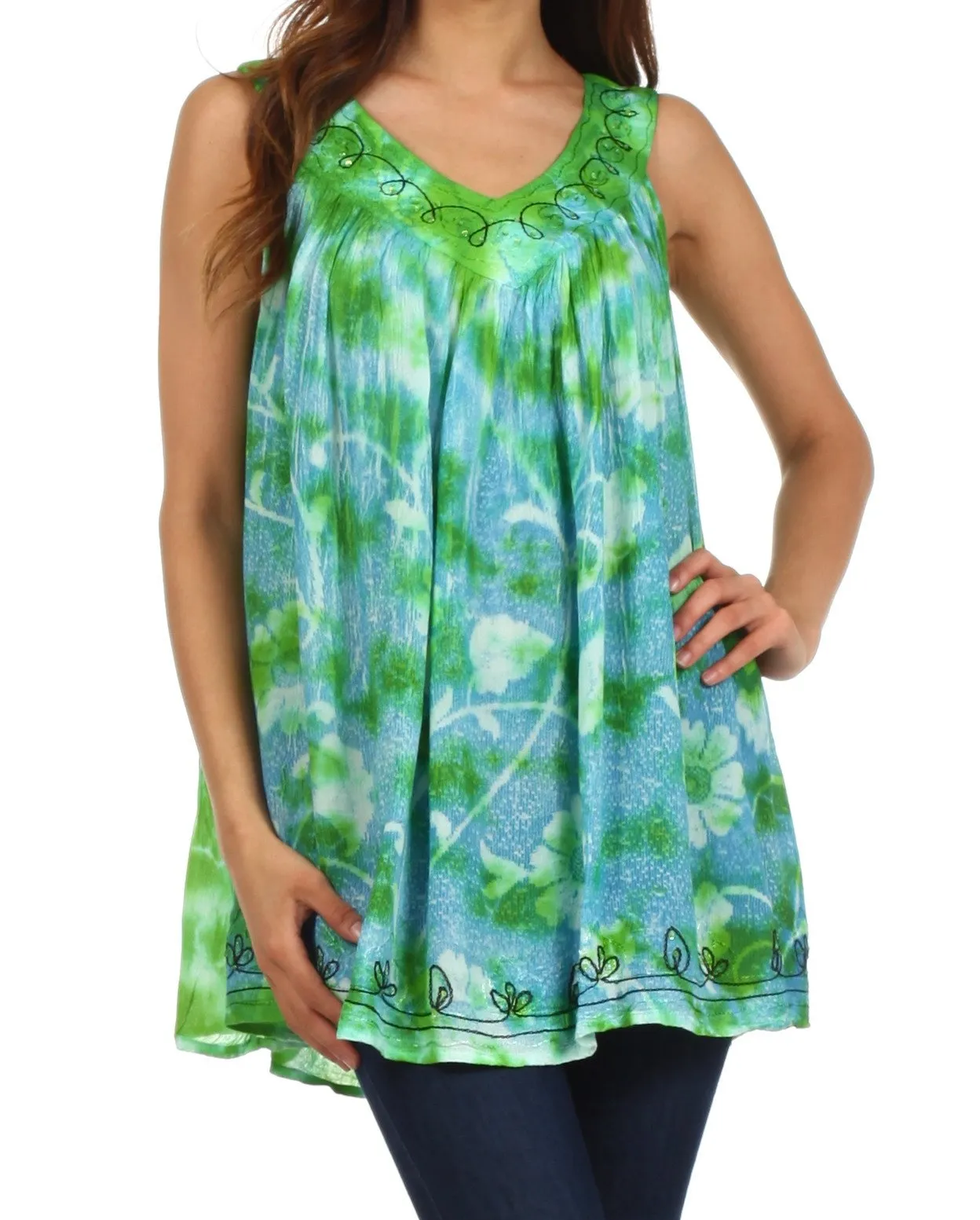 Sakkas Monika Embroidered Sleeveless Blouse