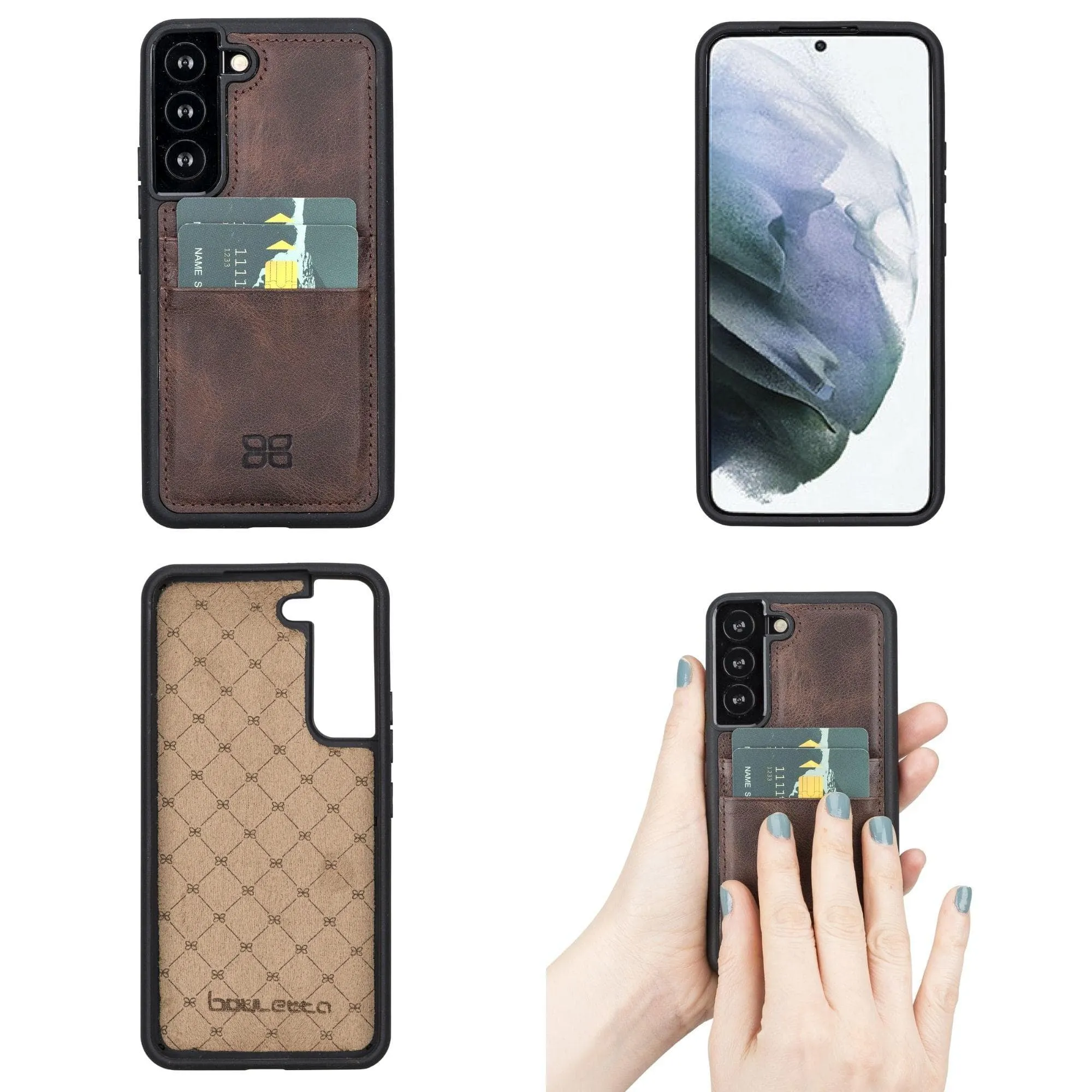 Samsung Galaxy S22 Series Genuine Leather Slim Back Cover Case with Card Holders
