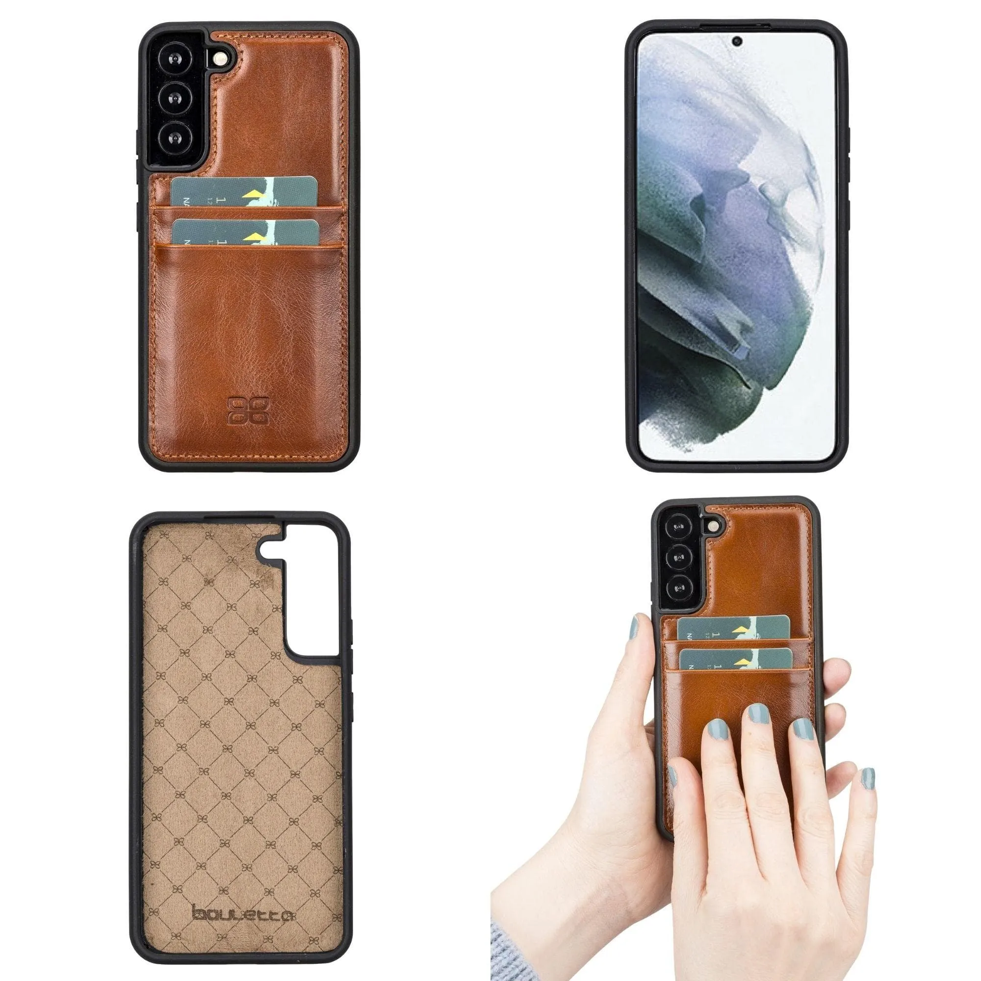 Samsung Galaxy S22 Series Genuine Leather Slim Back Cover Case with Card Holders