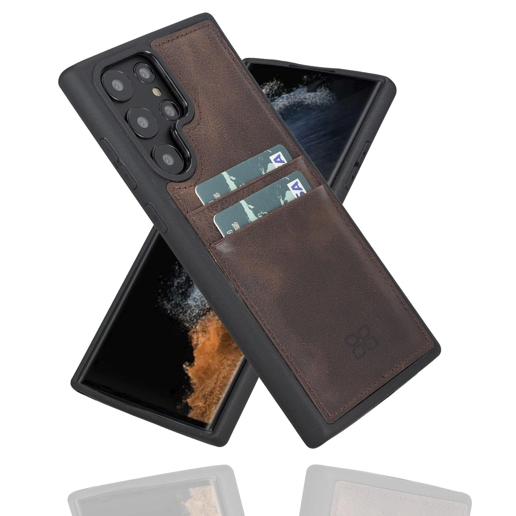 Samsung Galaxy S22 Series Genuine Leather Slim Back Cover Case with Card Holders