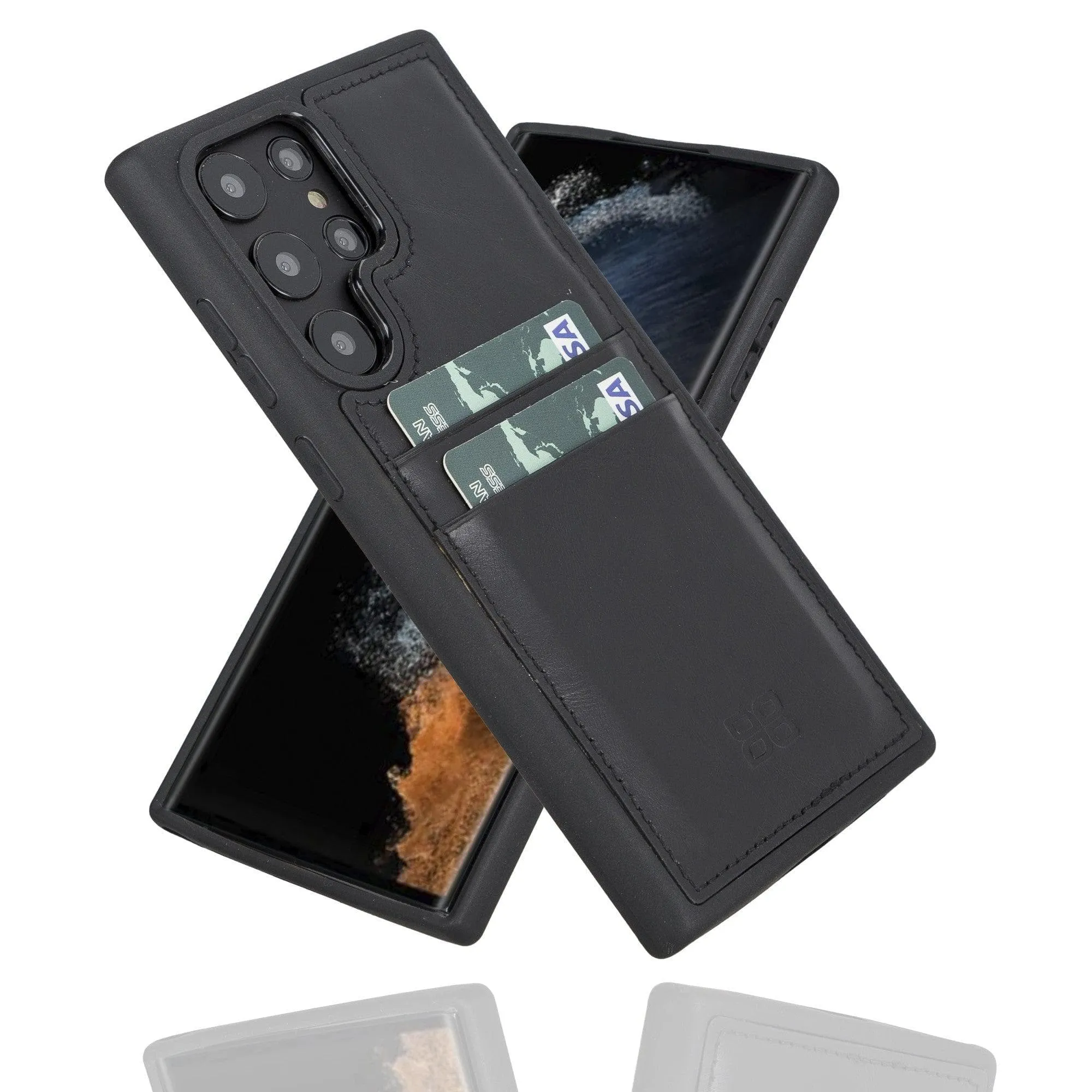 Samsung Galaxy S22 Series Genuine Leather Slim Back Cover Case with Card Holders