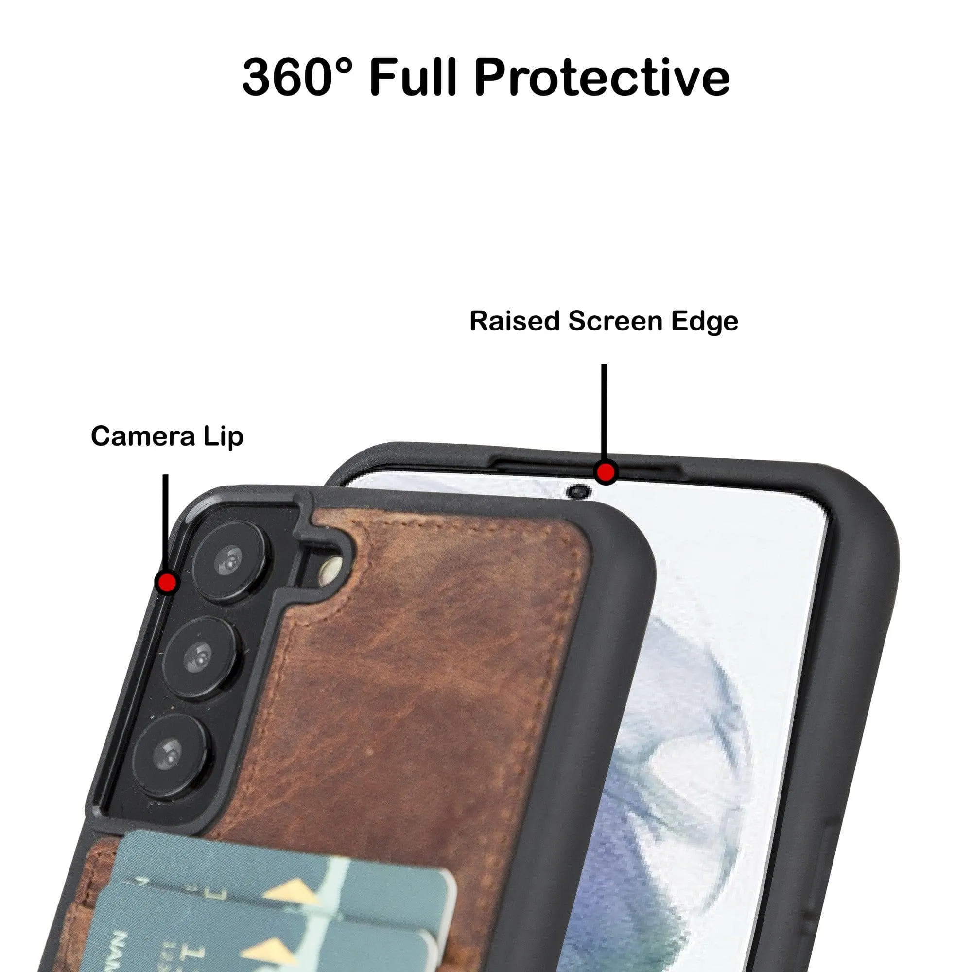 Samsung Galaxy S22 Series Genuine Leather Slim Back Cover Case with Card Holders