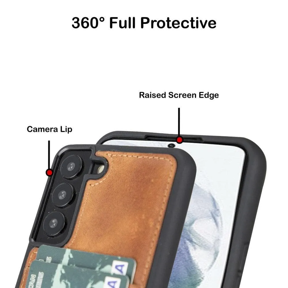 Samsung Galaxy S22 Series Genuine Leather Slim Back Cover Case with Card Holders