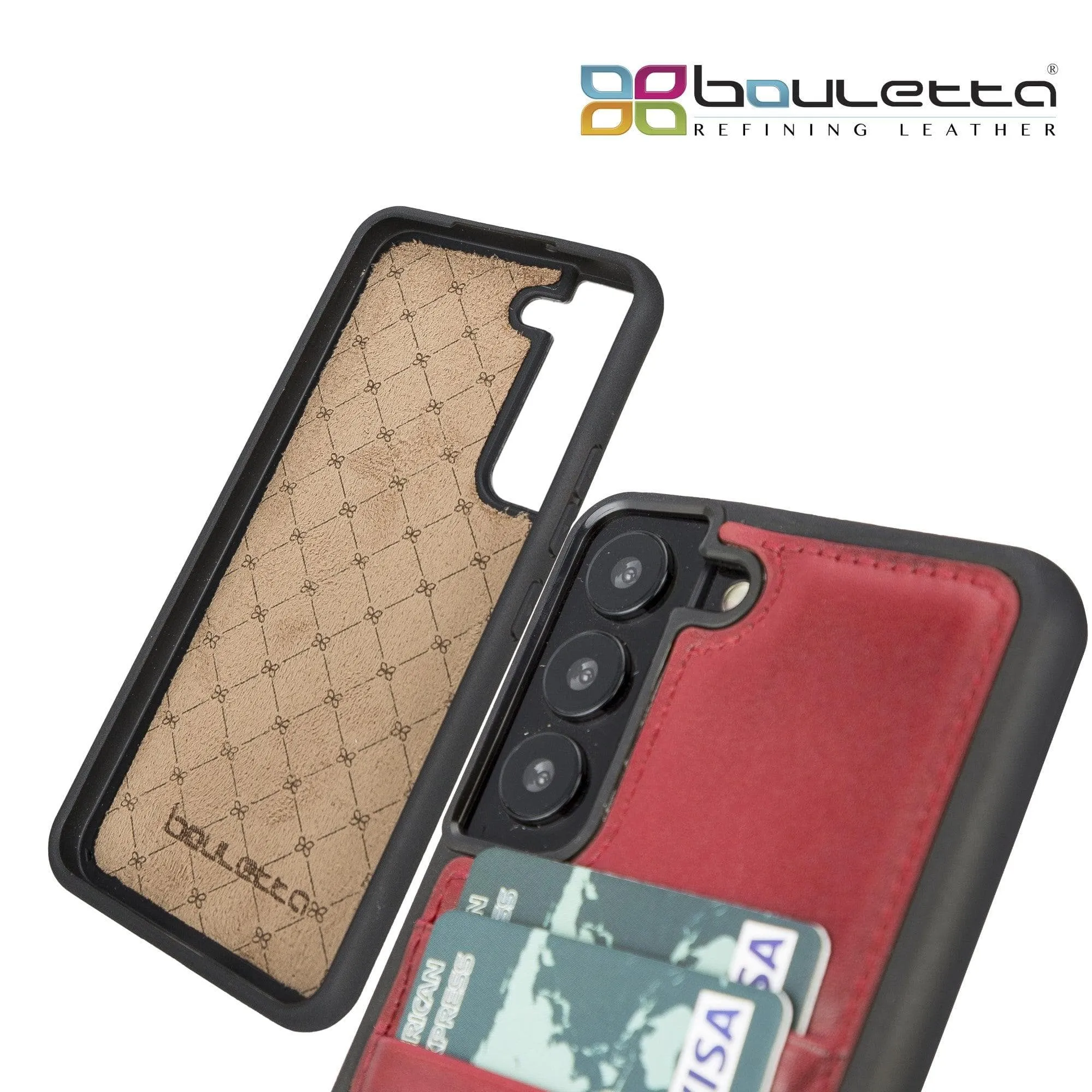 Samsung Galaxy S22 Series Genuine Leather Slim Back Cover Case with Card Holders