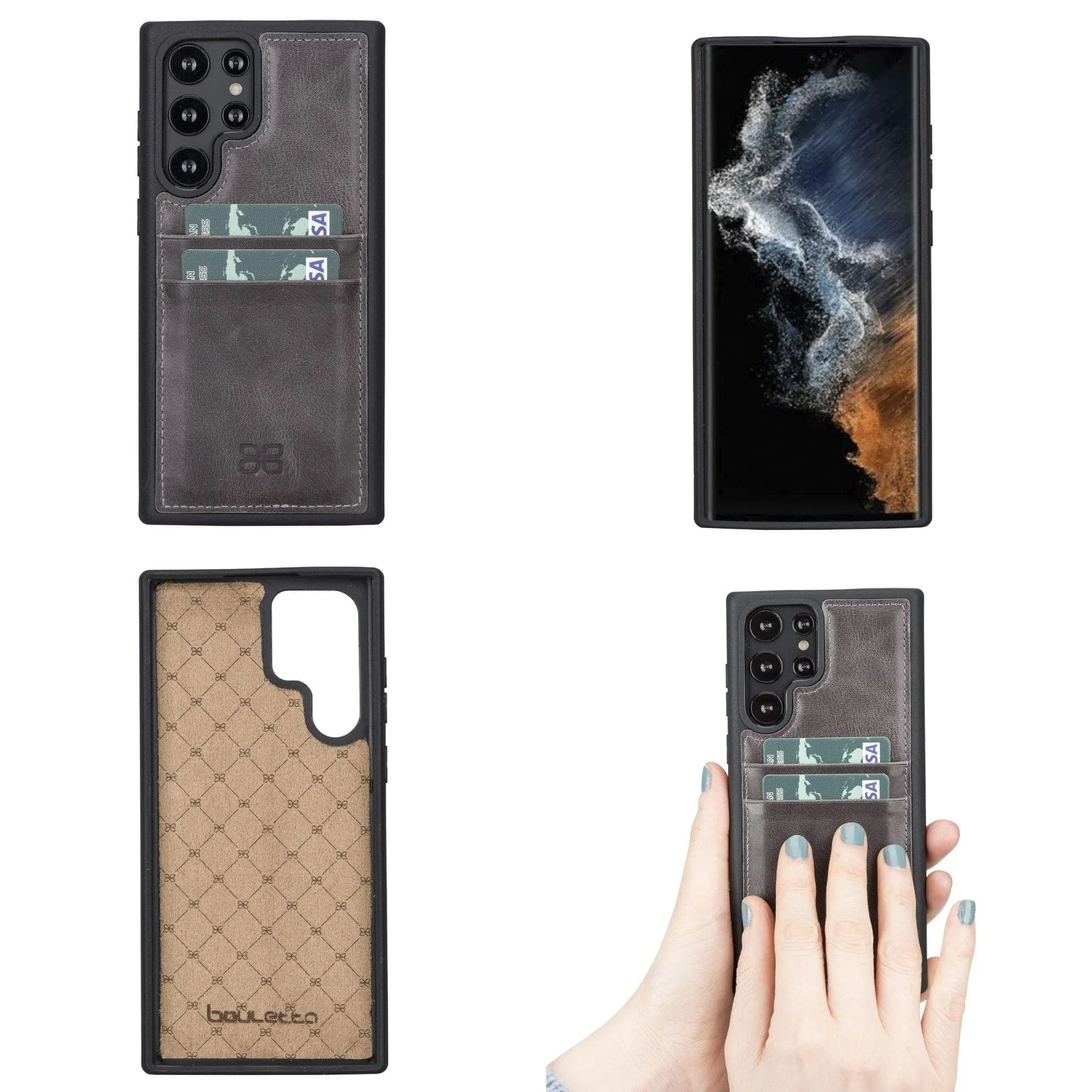Samsung Galaxy S22 Series Genuine Leather Slim Back Cover Case with Card Holders
