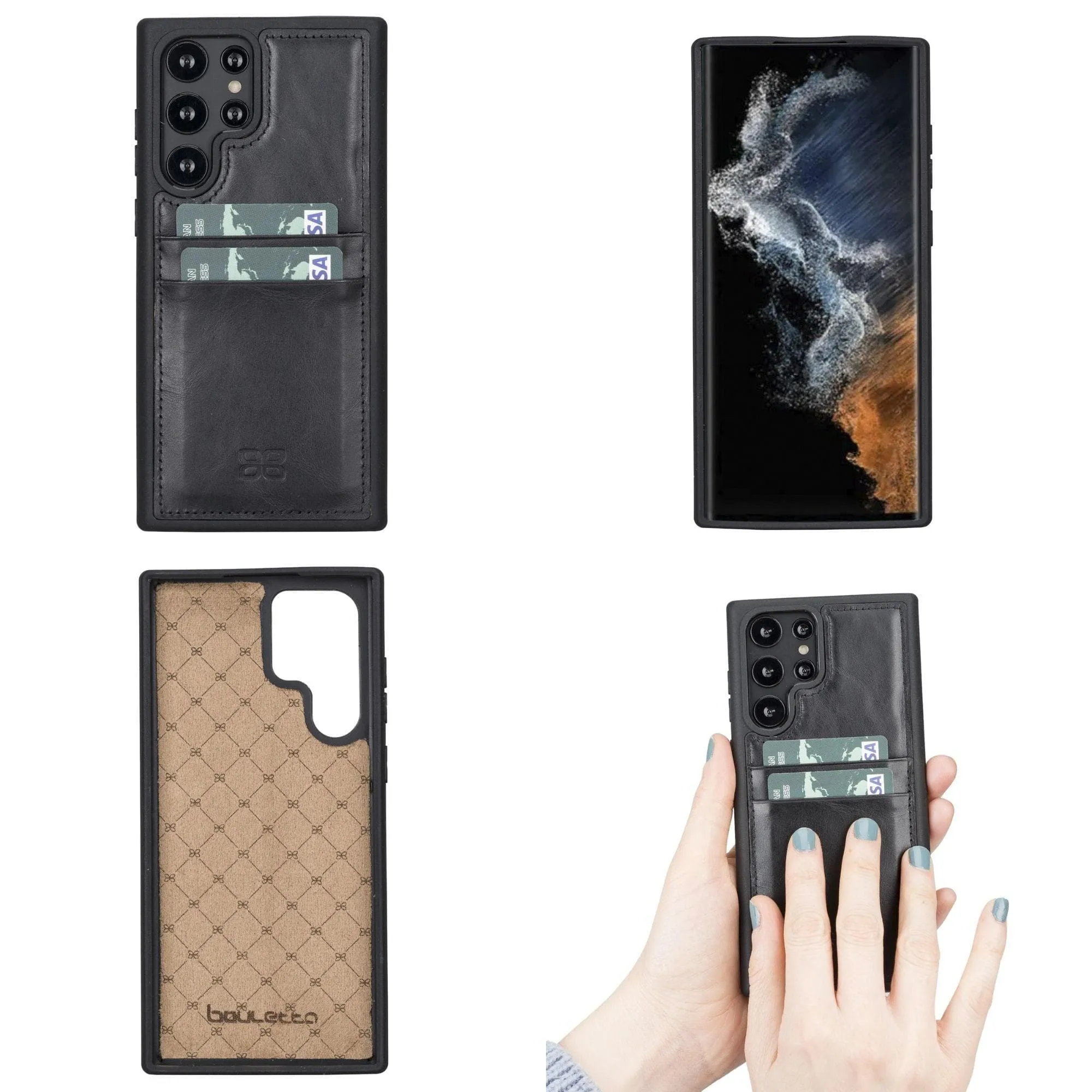 Samsung Galaxy S22 Series Genuine Leather Slim Back Cover Case with Card Holders