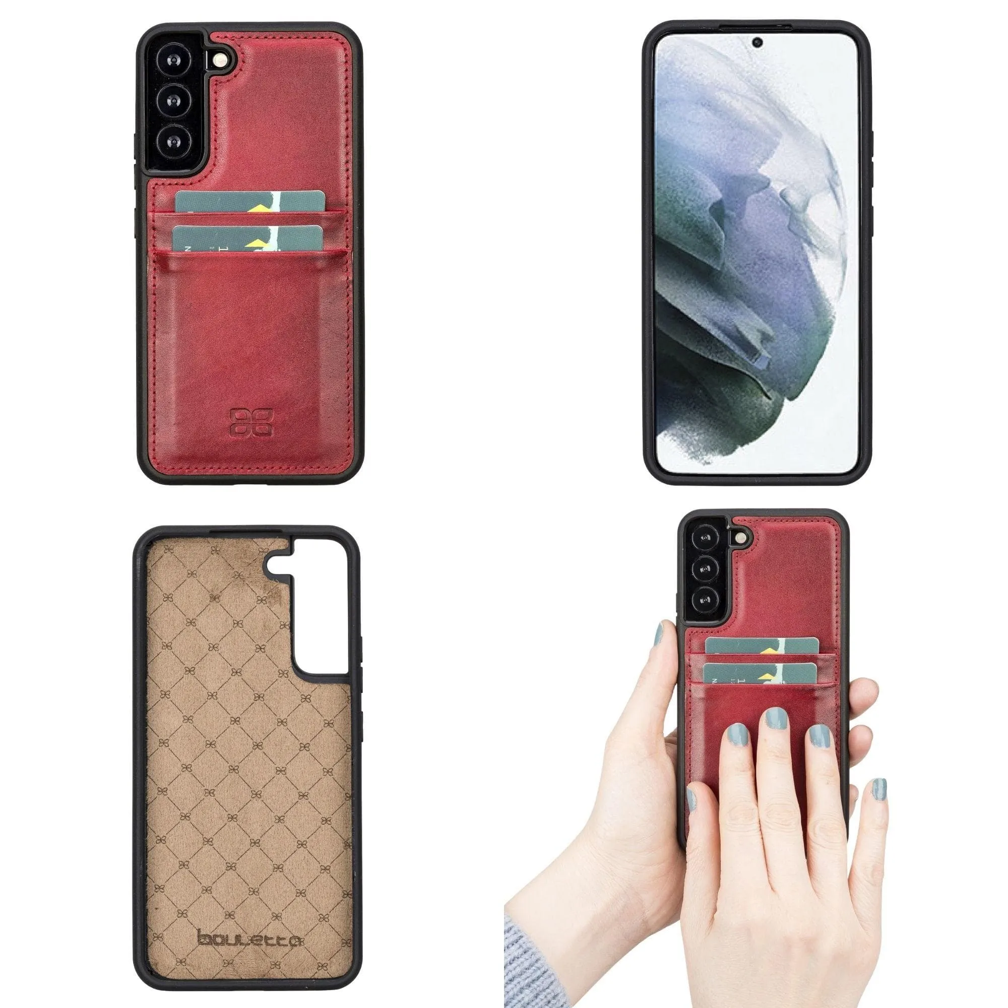 Samsung Galaxy S22 Series Genuine Leather Slim Back Cover Case with Card Holders