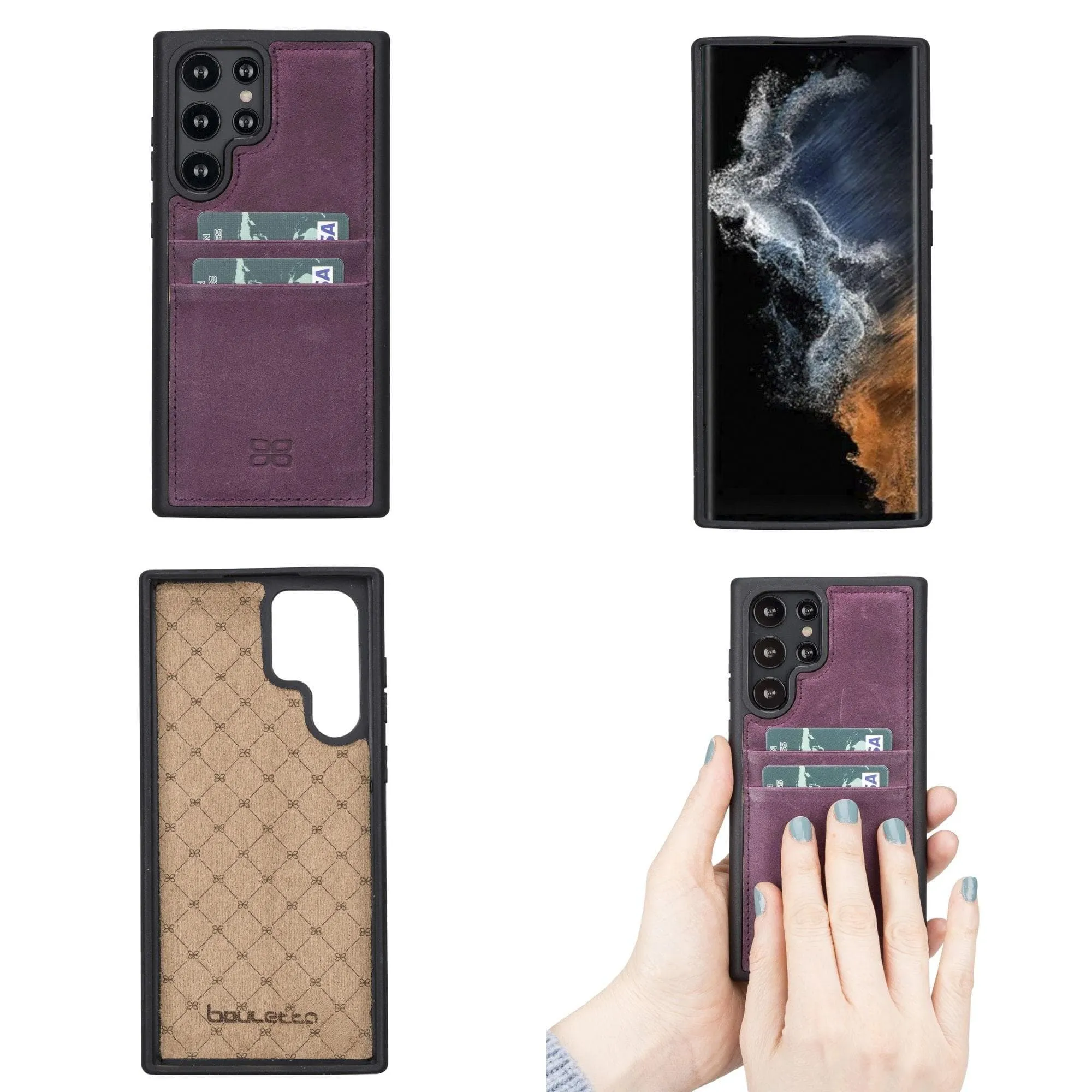Samsung Galaxy S22 Series Genuine Leather Slim Back Cover Case with Card Holders