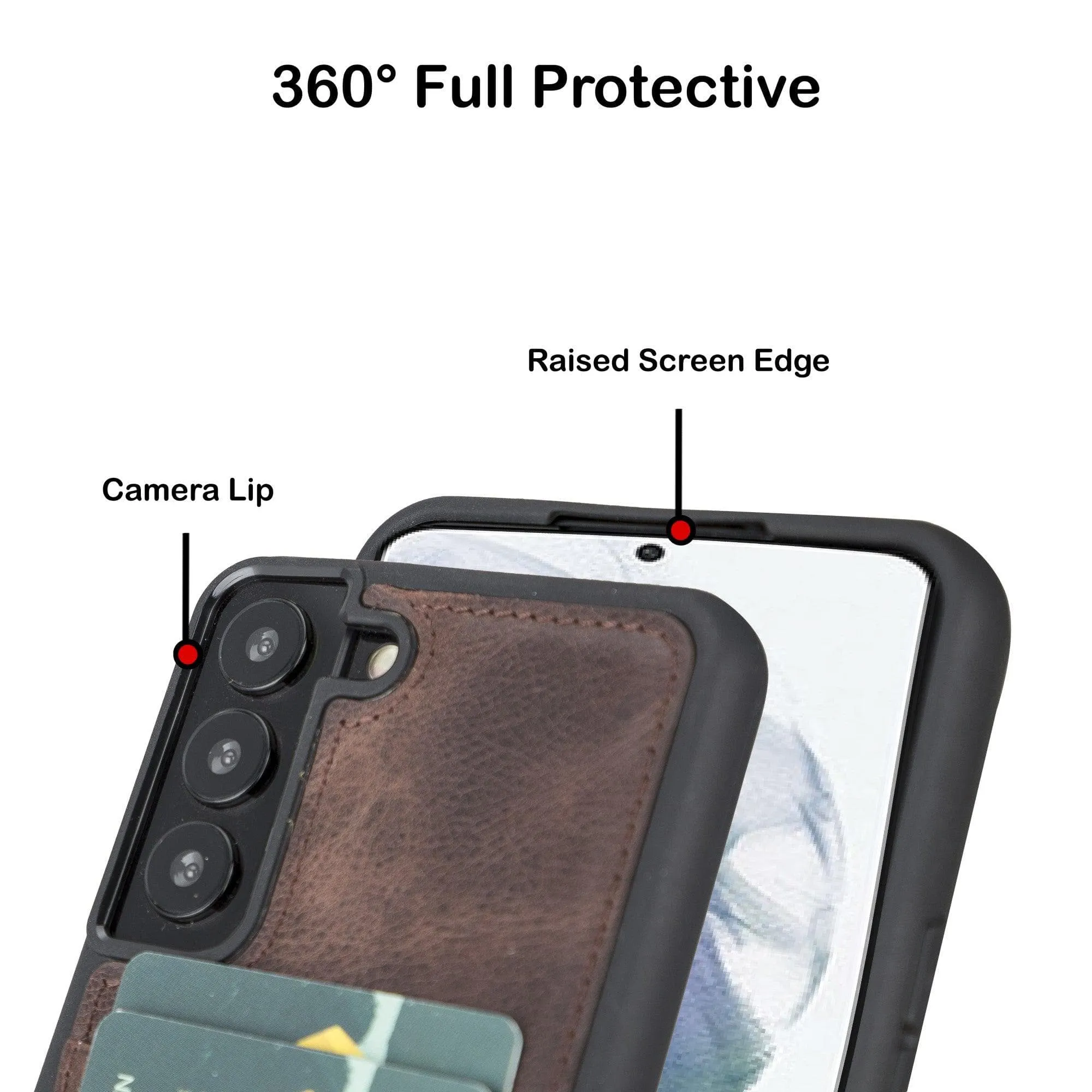 Samsung Galaxy S22 Series Genuine Leather Slim Back Cover Case with Card Holders