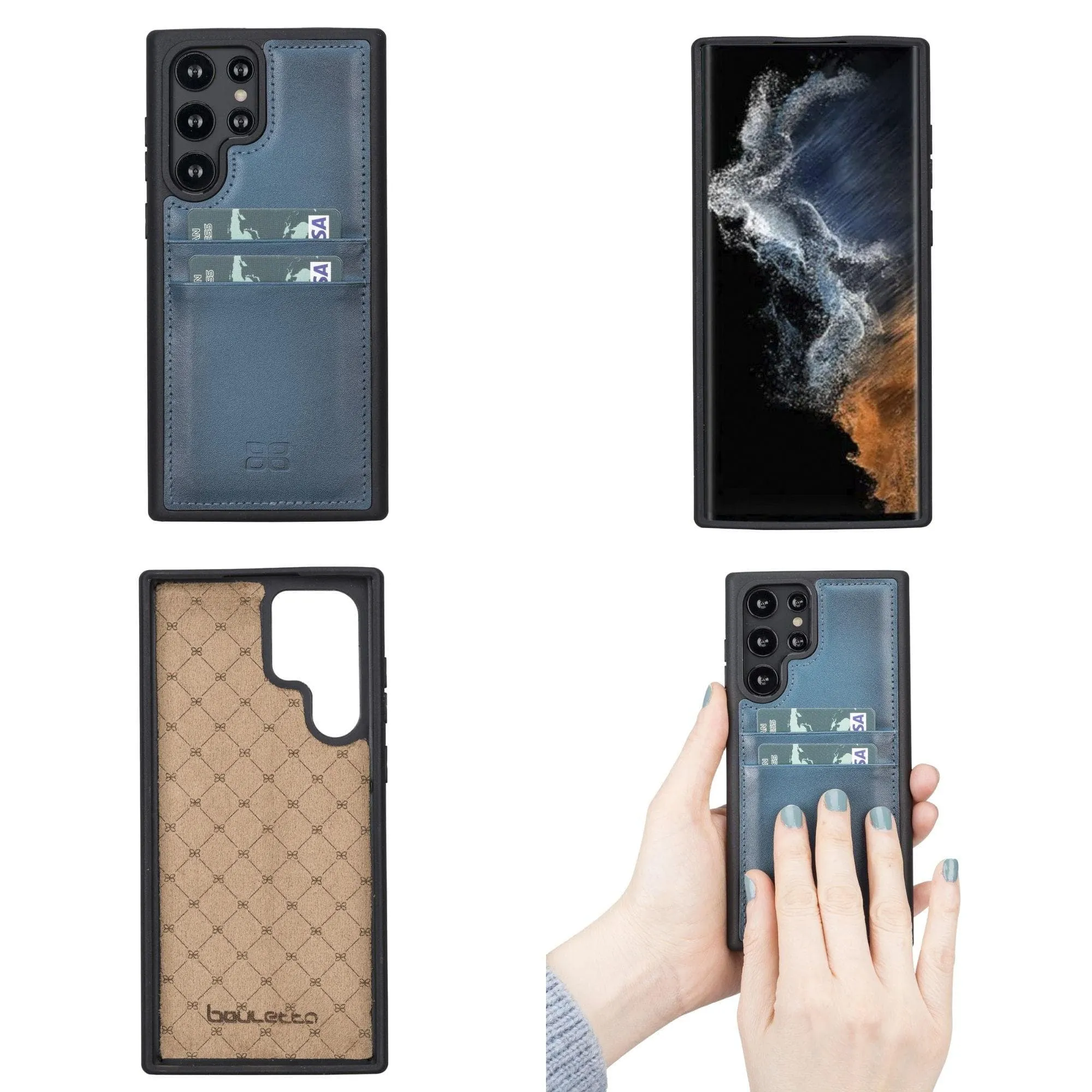 Samsung Galaxy S22 Series Genuine Leather Slim Back Cover Case with Card Holders