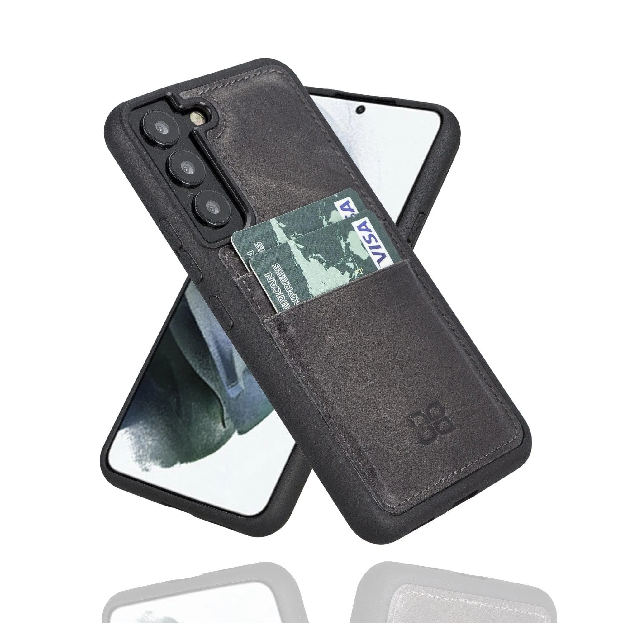 Samsung Galaxy S22 Series Genuine Leather Slim Back Cover Case with Card Holders