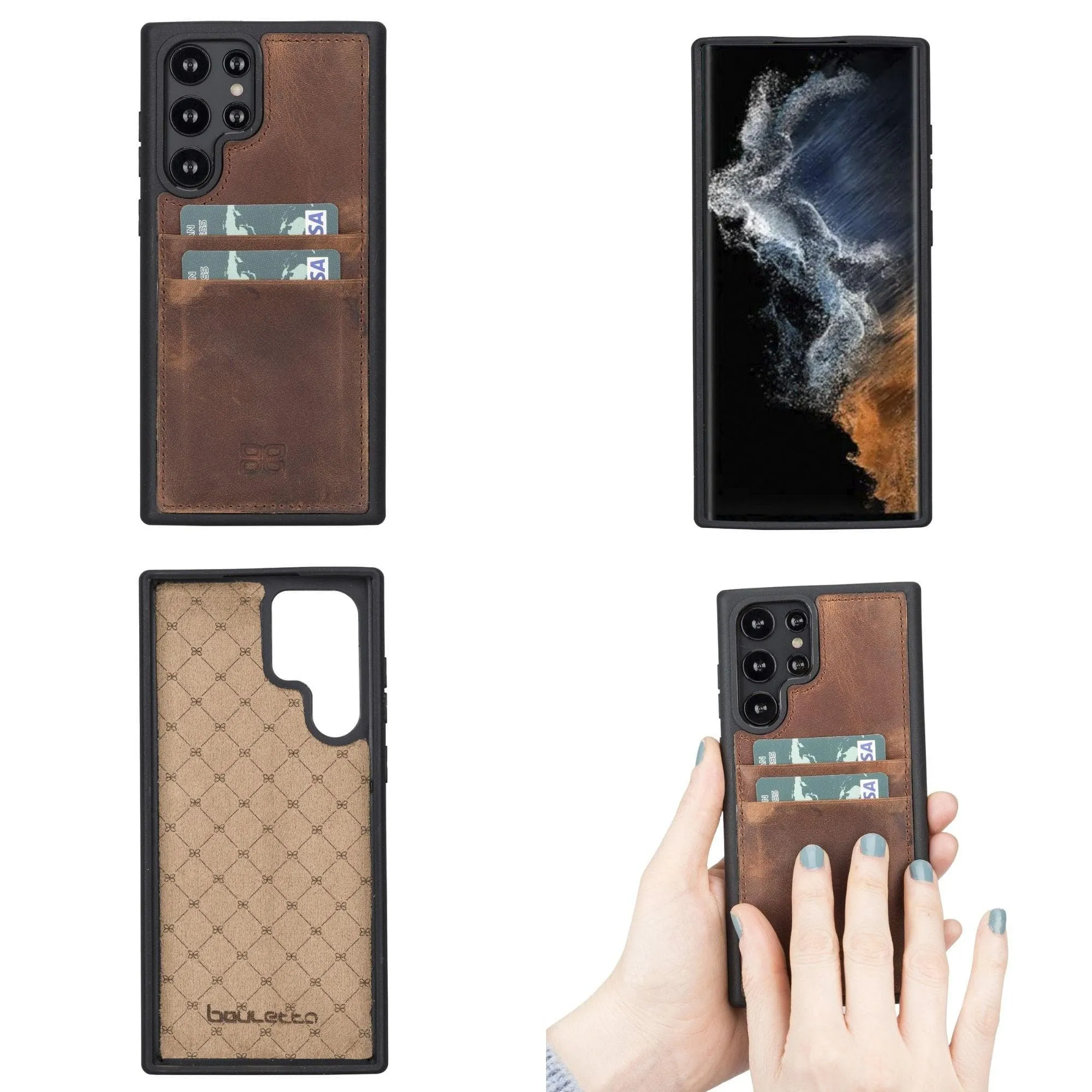Samsung Galaxy S22 Series Genuine Leather Slim Back Cover Case with Card Holders