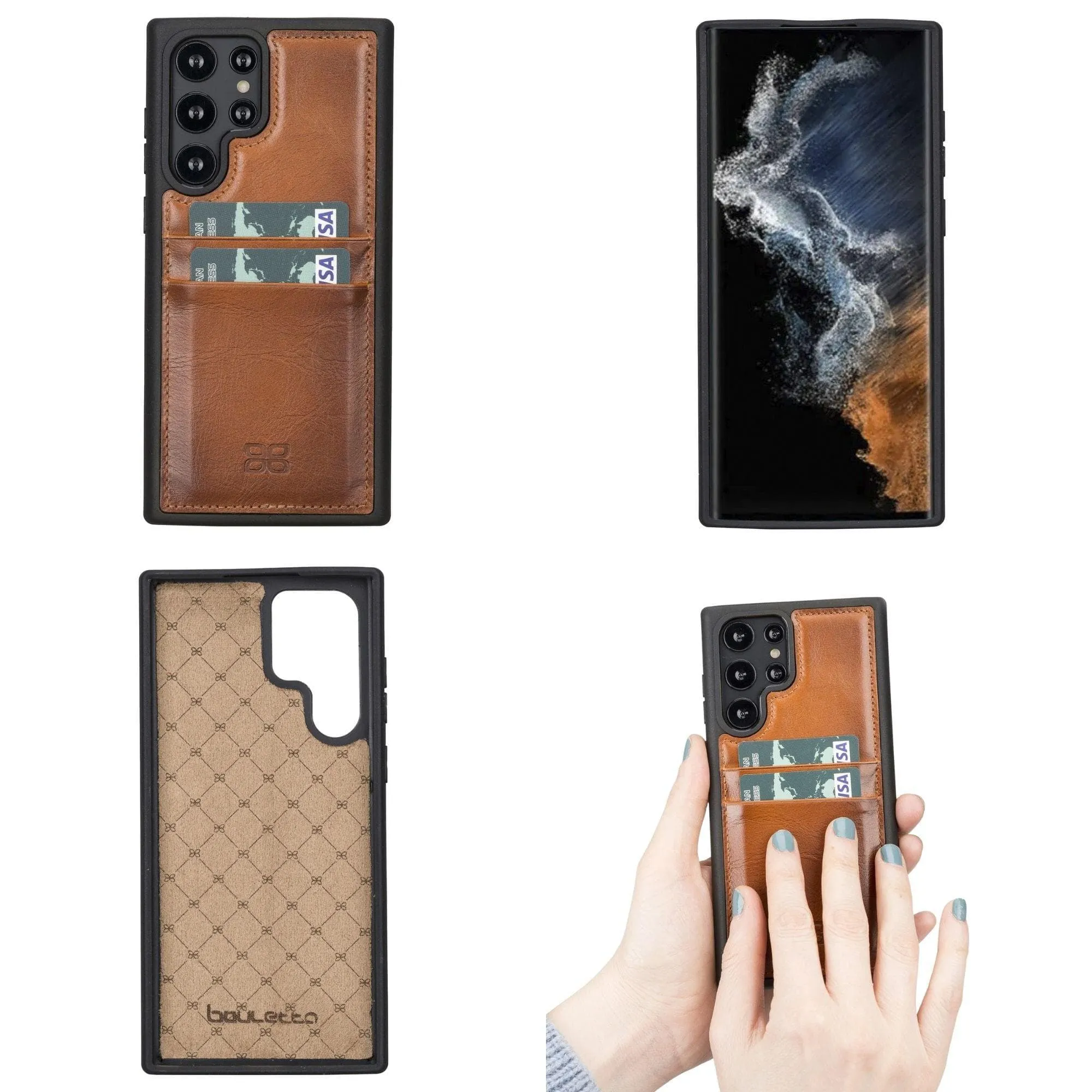 Samsung Galaxy S22 Series Genuine Leather Slim Back Cover Case with Card Holders