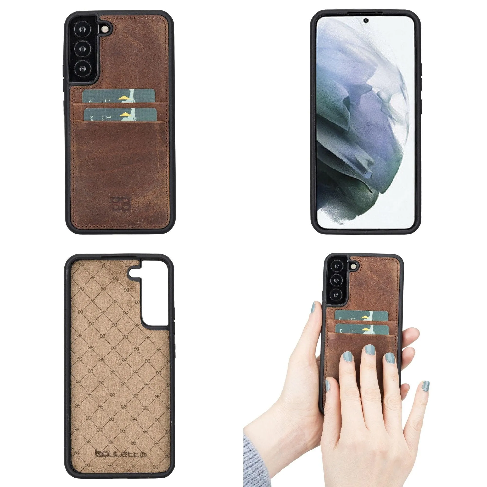 Samsung Galaxy S22 Series Genuine Leather Slim Back Cover Case with Card Holders