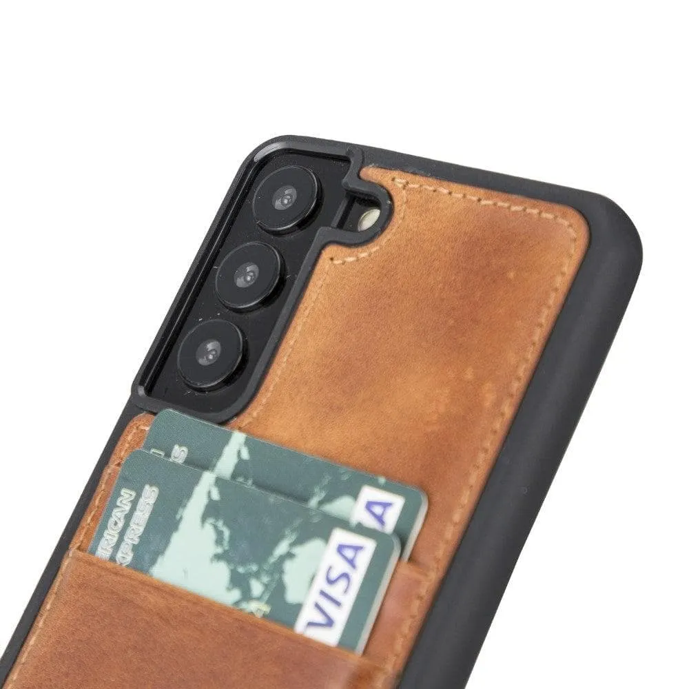 Samsung Galaxy S22 Series Genuine Leather Slim Back Cover Case with Card Holders