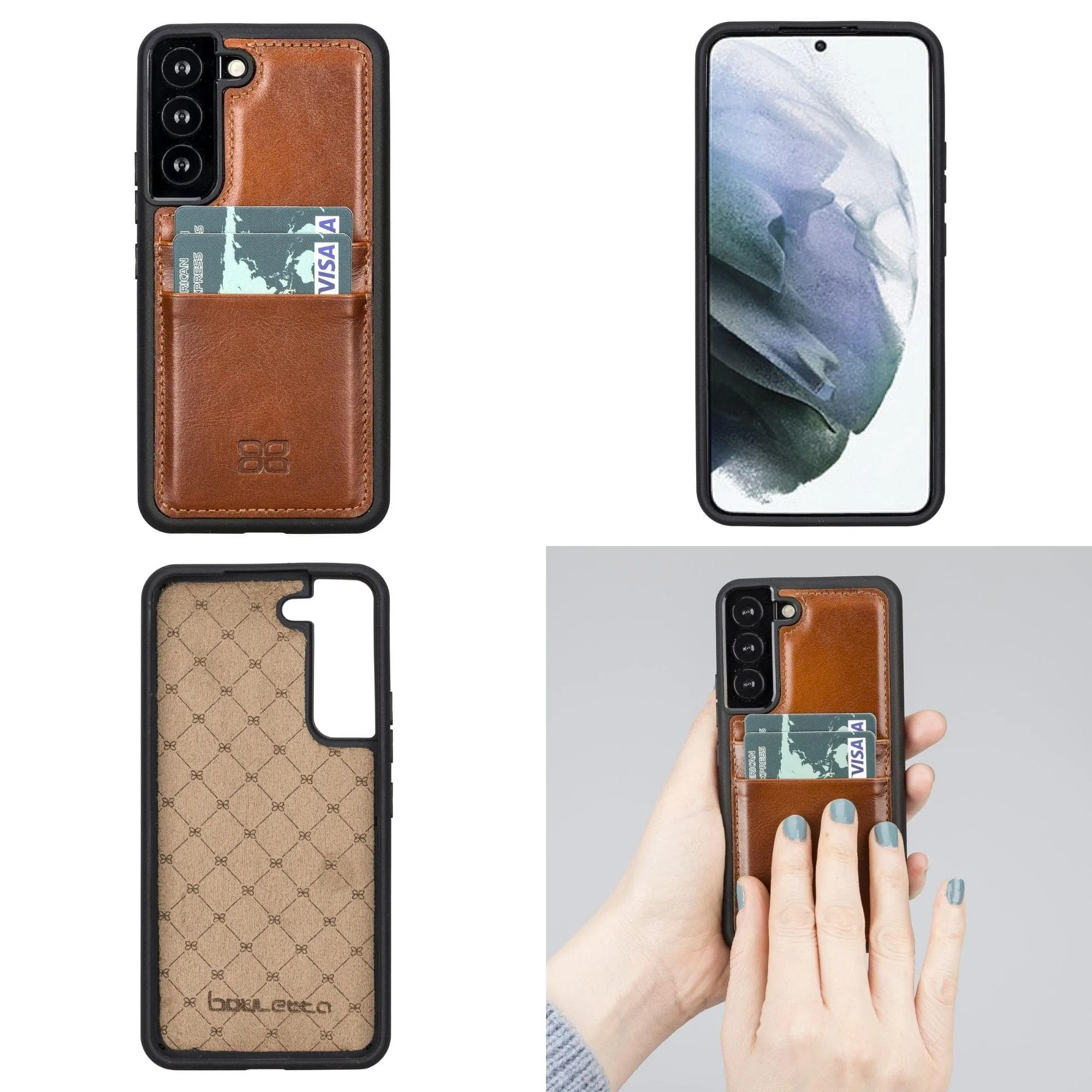 Samsung Galaxy S22 Series Genuine Leather Slim Back Cover Case with Card Holders