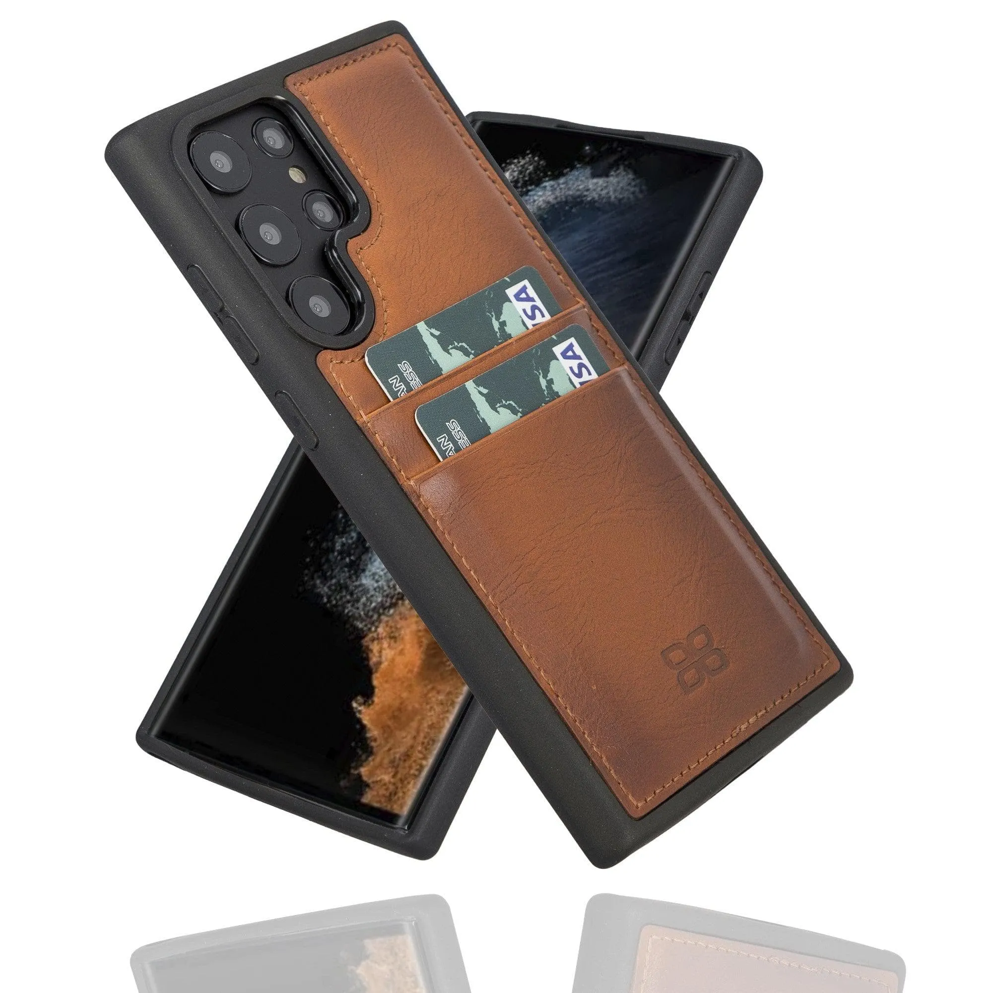 Samsung Galaxy S22 Series Genuine Leather Slim Back Cover Case with Card Holders