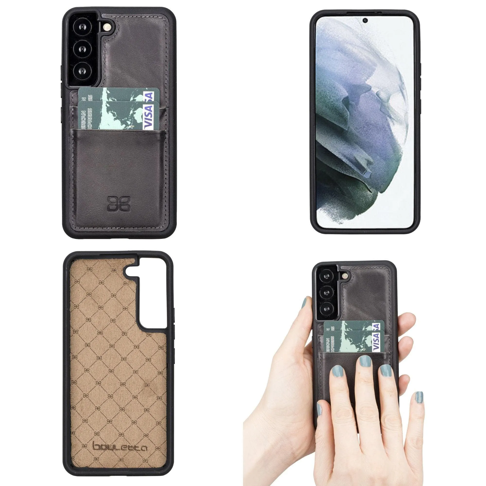 Samsung Galaxy S22 Series Genuine Leather Slim Back Cover Case with Card Holders