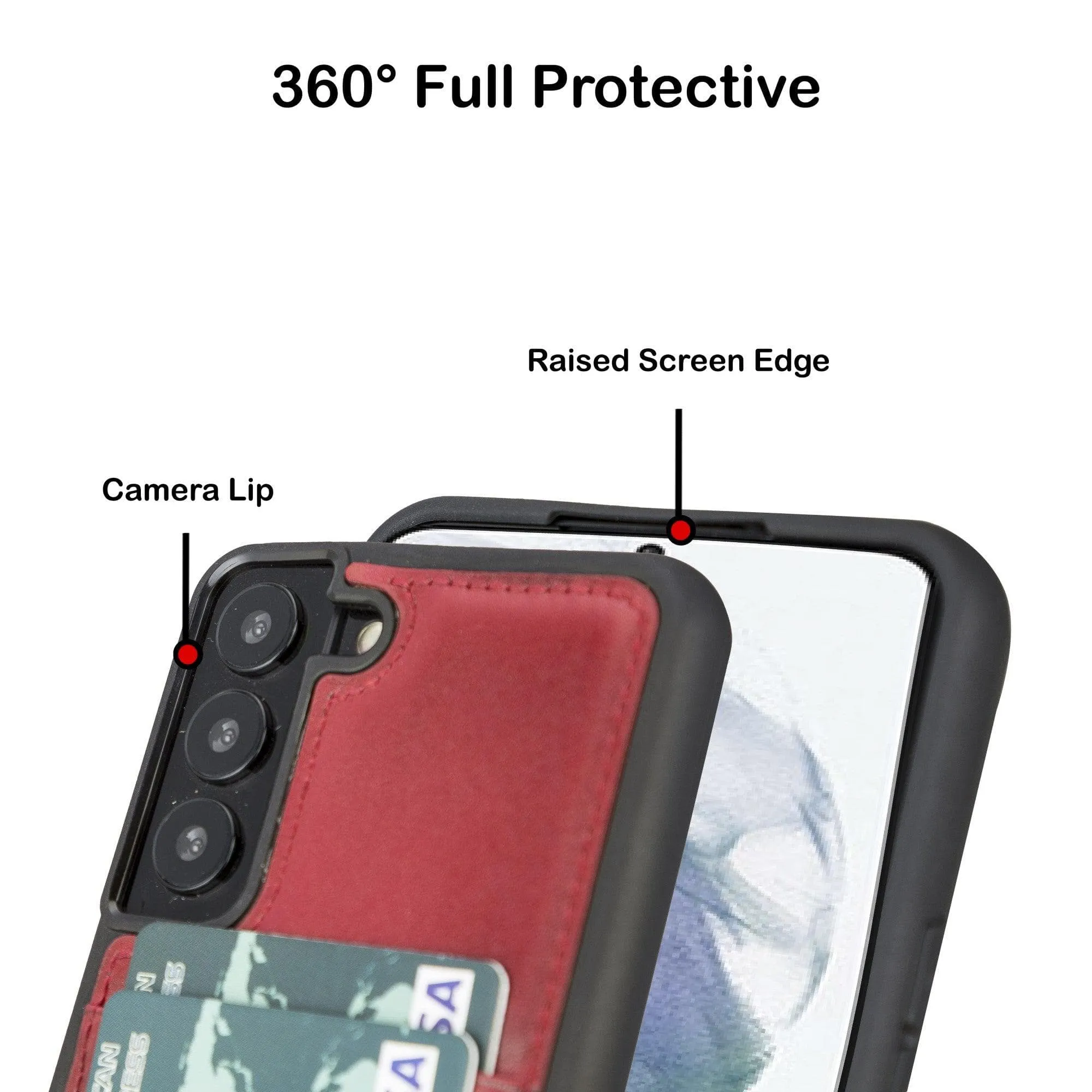Samsung Galaxy S22 Series Genuine Leather Slim Back Cover Case with Card Holders