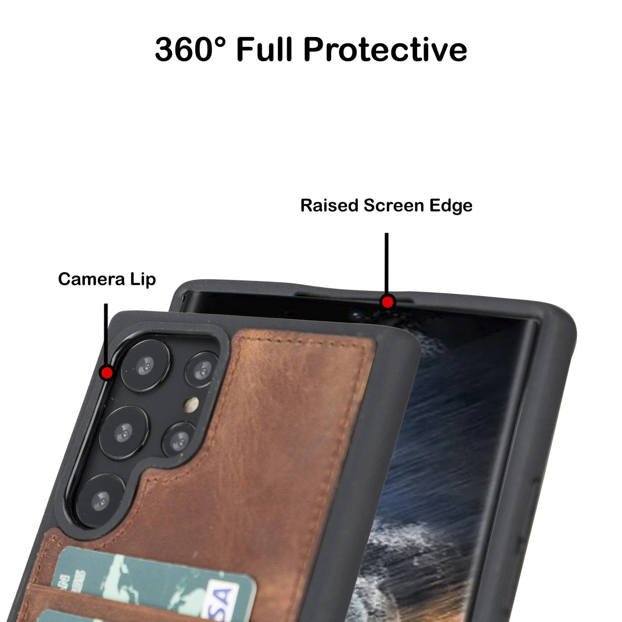 Samsung Galaxy S22 Series Genuine Leather Slim Back Cover Case with Card Holders