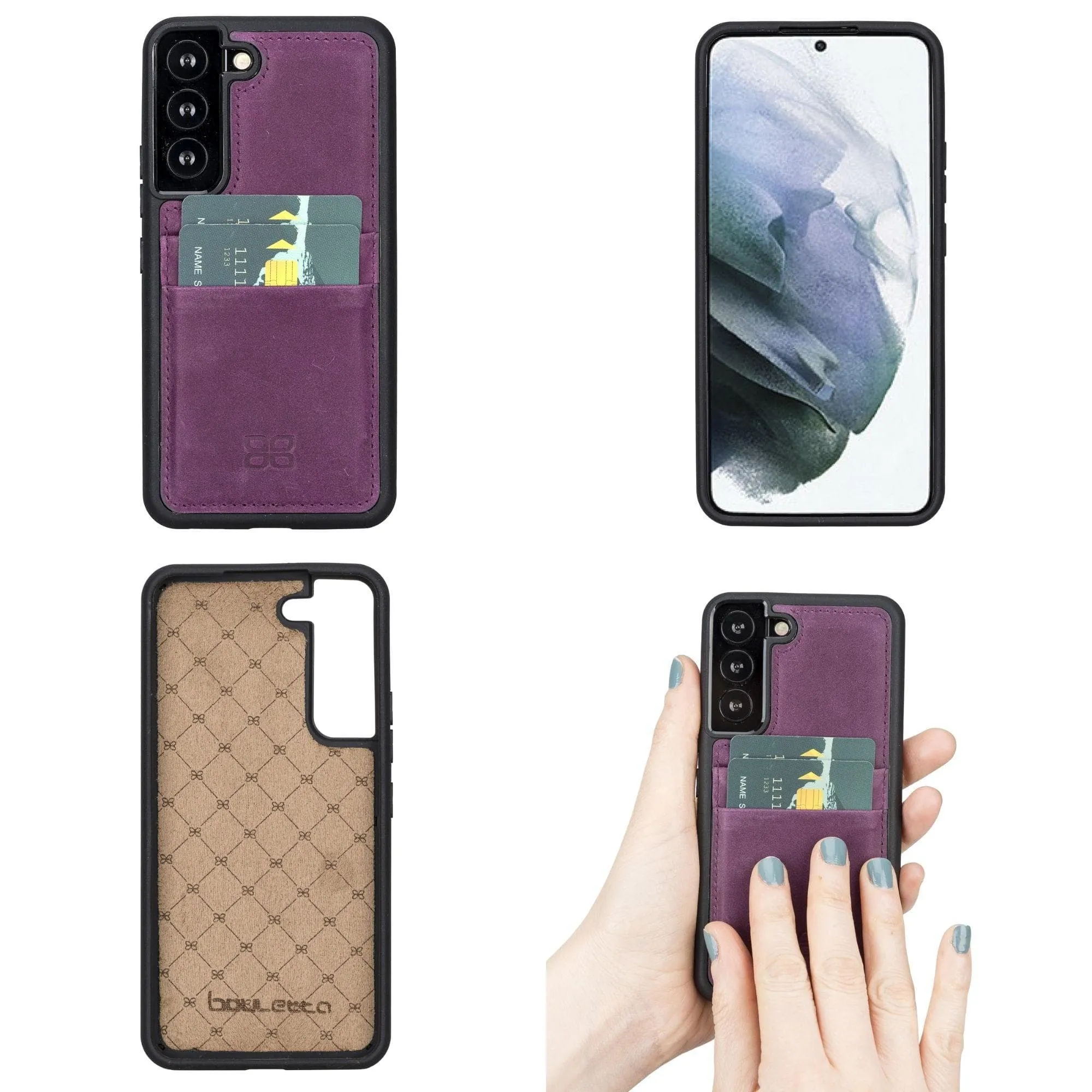 Samsung Galaxy S22 Series Genuine Leather Slim Back Cover Case with Card Holders