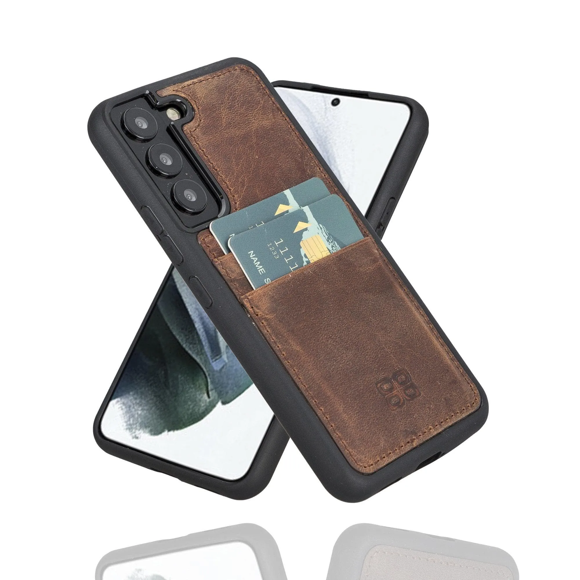 Samsung Galaxy S22 Series Genuine Leather Slim Back Cover Case with Card Holders