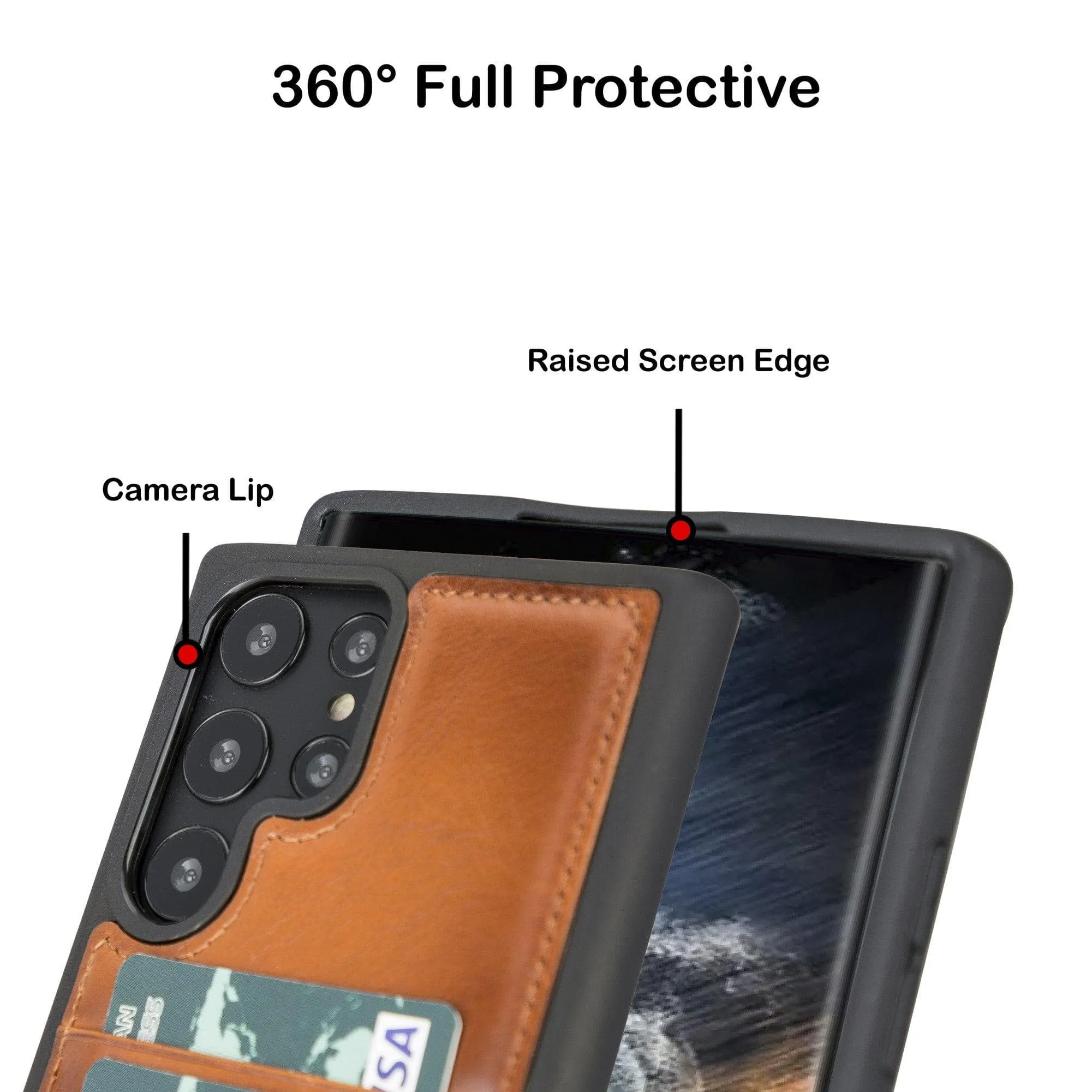 Samsung Galaxy S22 Series Genuine Leather Slim Back Cover Case with Card Holders
