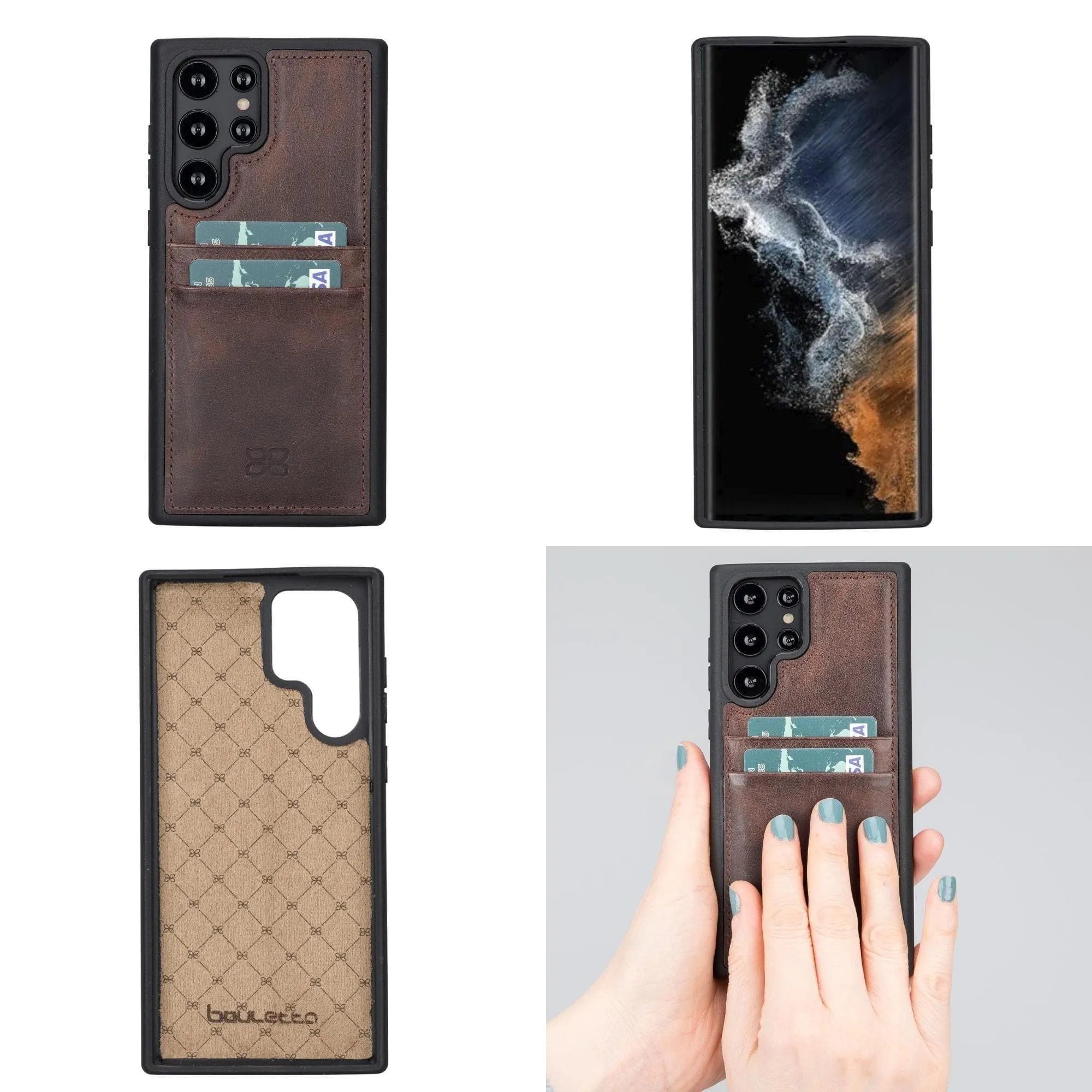 Samsung Galaxy S22 Series Genuine Leather Slim Back Cover Case with Card Holders