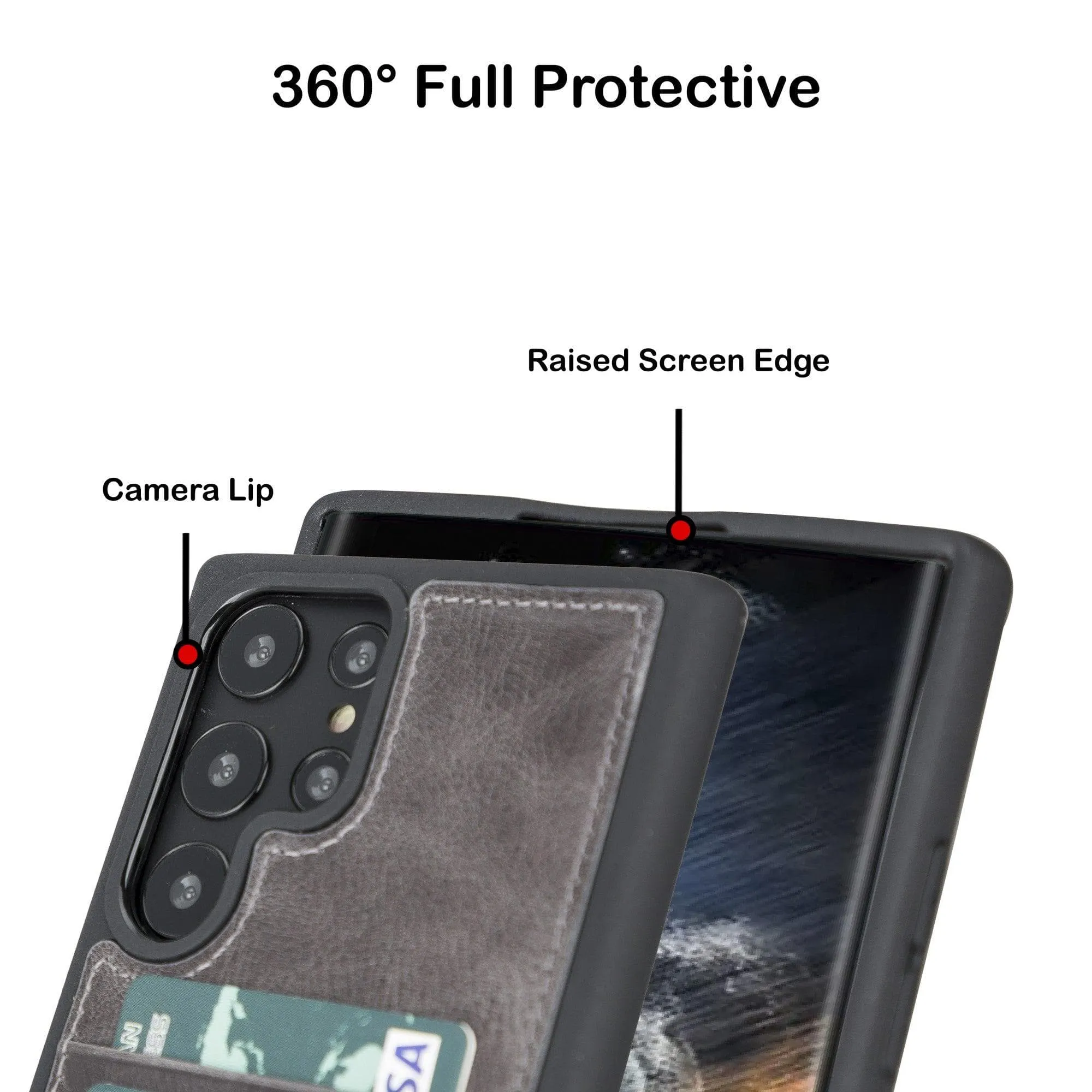 Samsung Galaxy S22 Series Genuine Leather Slim Back Cover Case with Card Holders