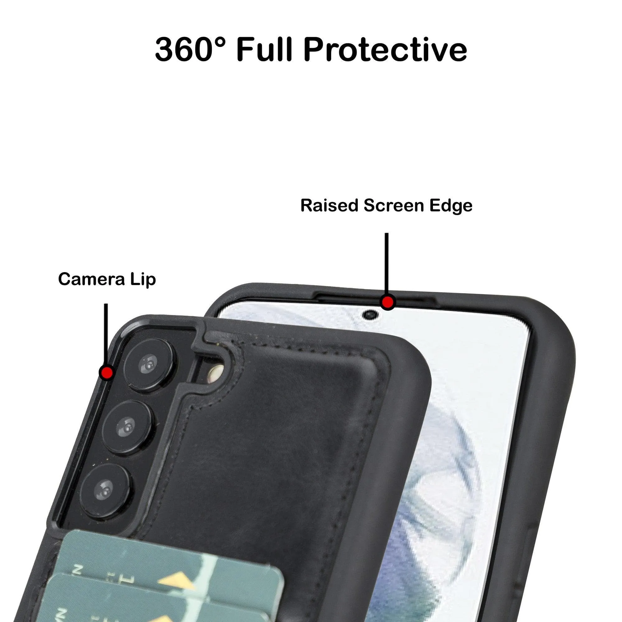 Samsung Galaxy S22 Series Genuine Leather Slim Back Cover Case with Card Holders