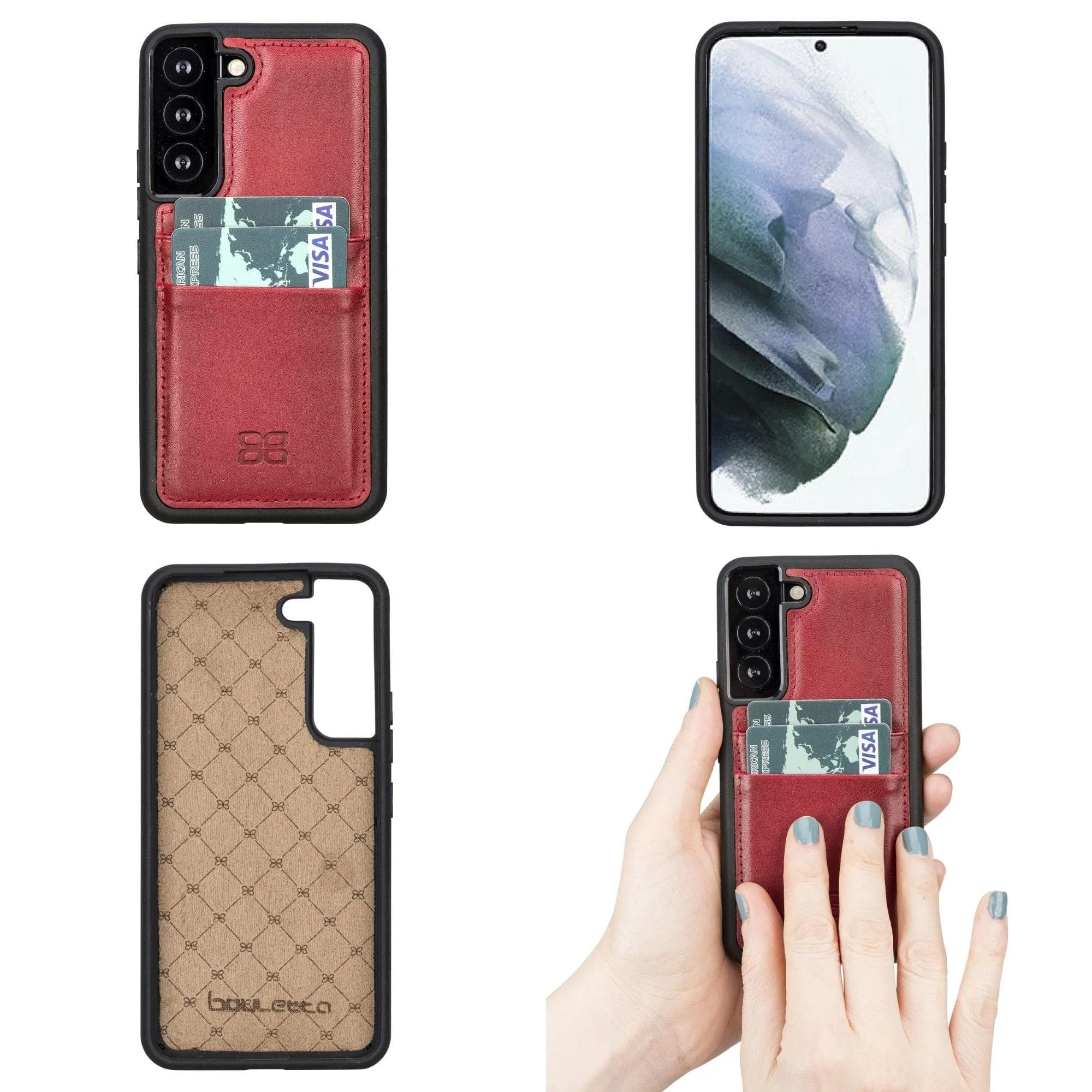 Samsung Galaxy S22 Series Genuine Leather Slim Back Cover Case with Card Holders