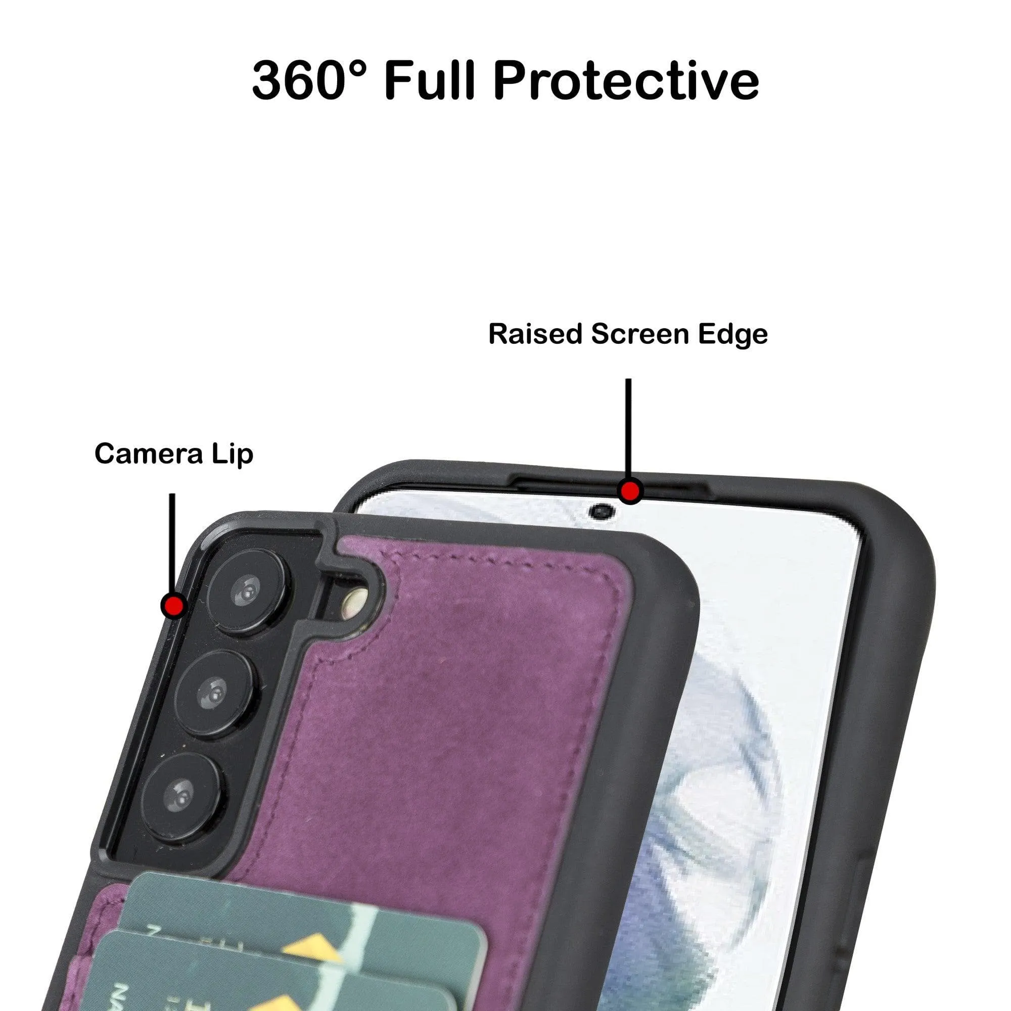 Samsung Galaxy S22 Series Genuine Leather Slim Back Cover Case with Card Holders