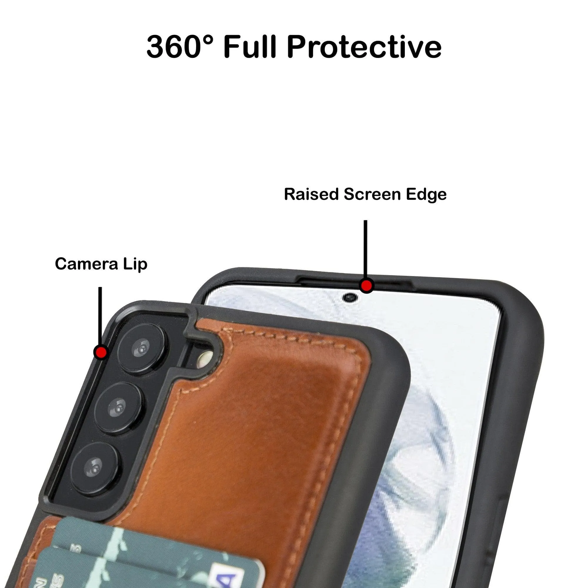 Samsung Galaxy S22 Series Genuine Leather Slim Back Cover Case with Card Holders
