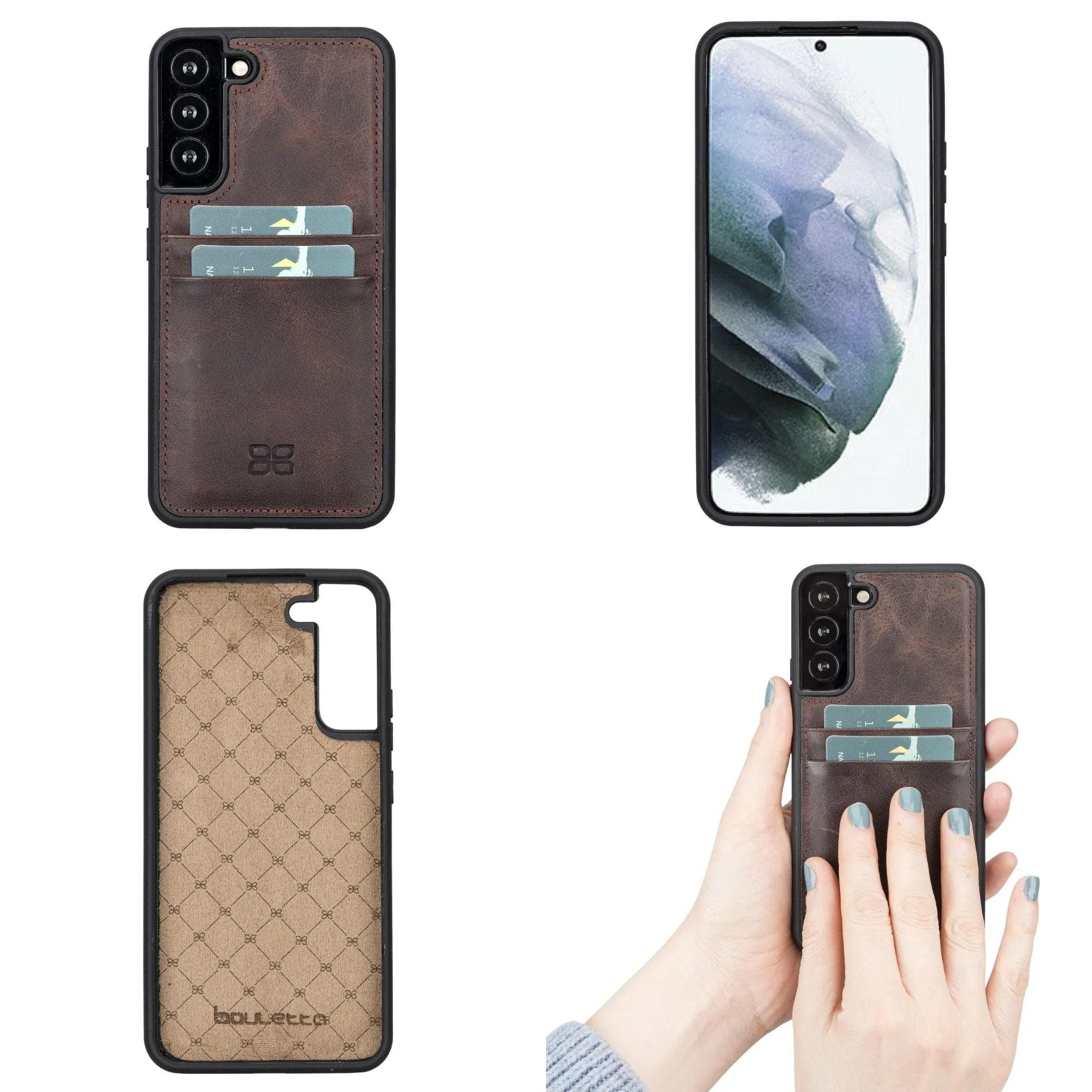 Samsung Galaxy S22 Series Genuine Leather Slim Back Cover Case with Card Holders