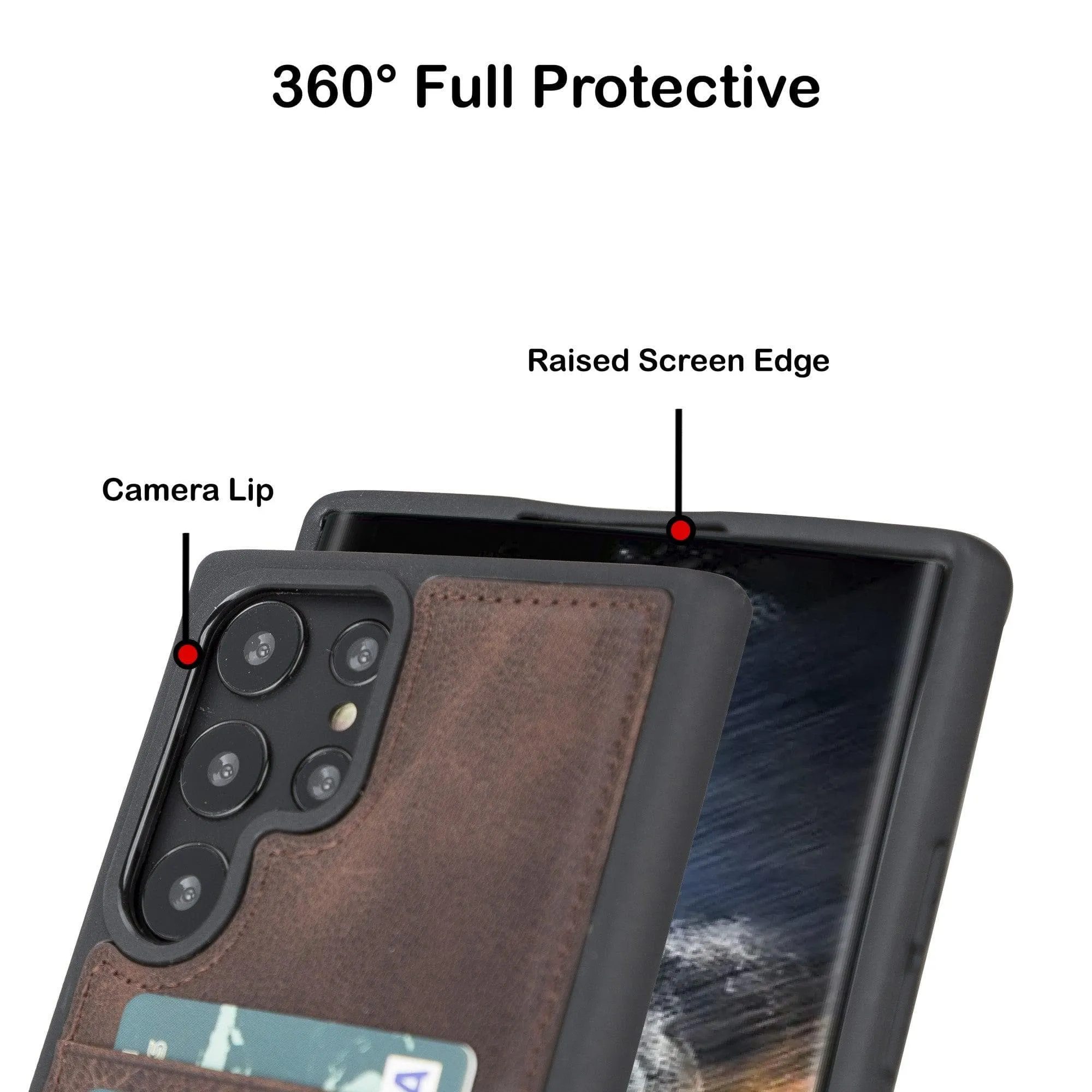 Samsung Galaxy S22 Series Genuine Leather Slim Back Cover Case with Card Holders