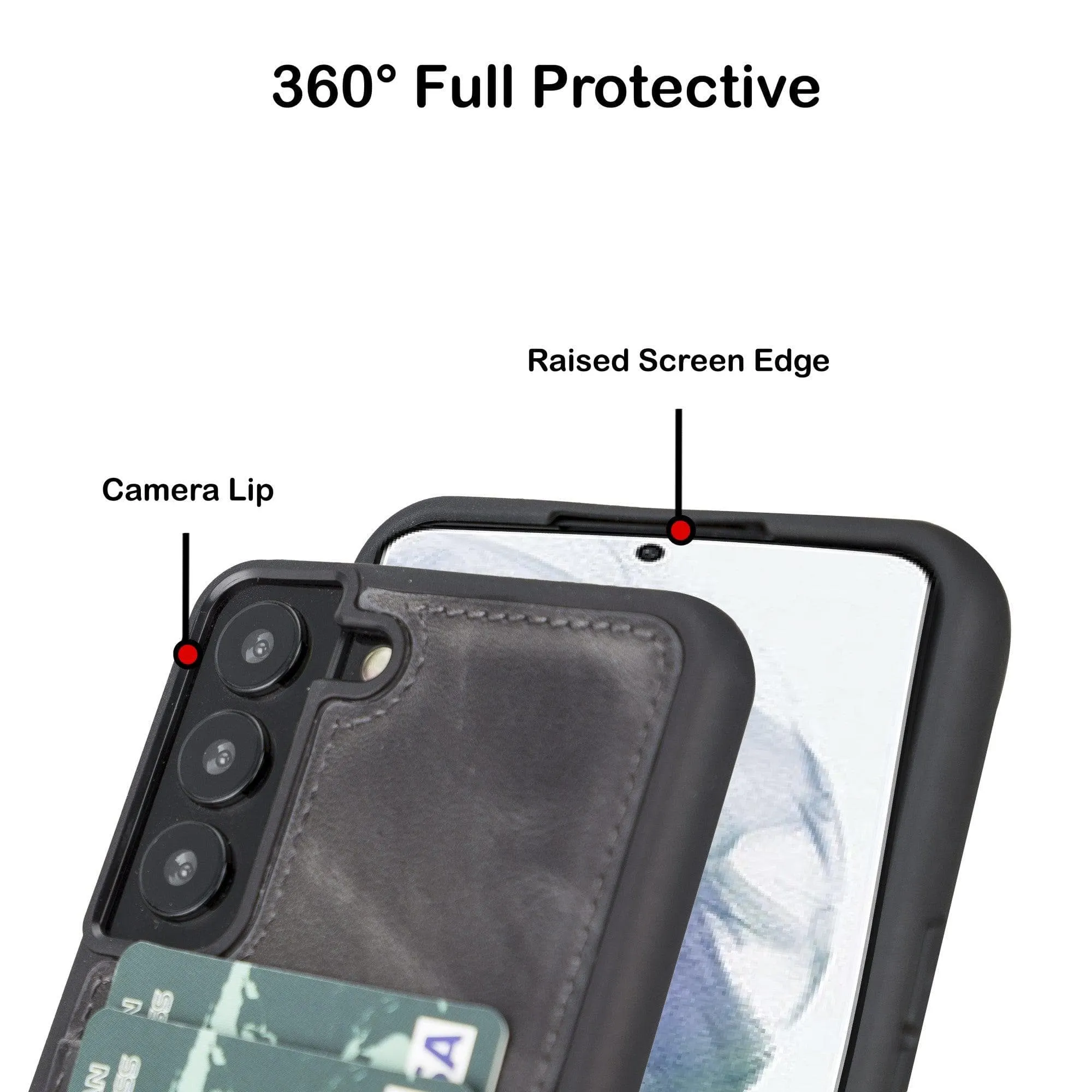 Samsung Galaxy S22 Series Genuine Leather Slim Back Cover Case with Card Holders