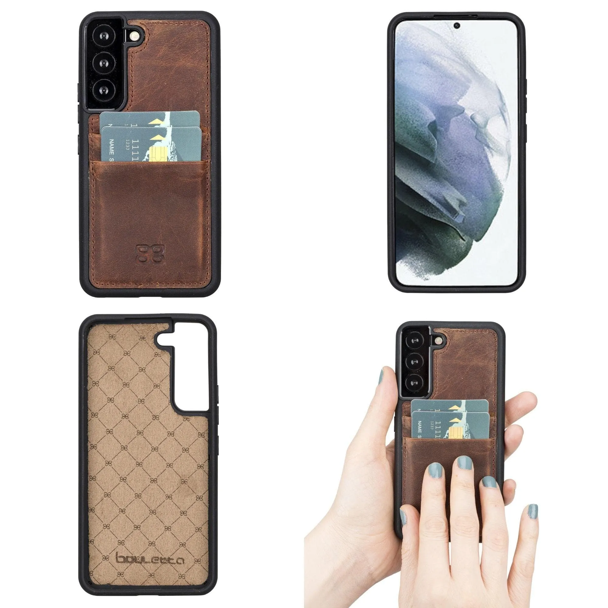 Samsung Galaxy S22 Series Genuine Leather Slim Back Cover Case with Card Holders