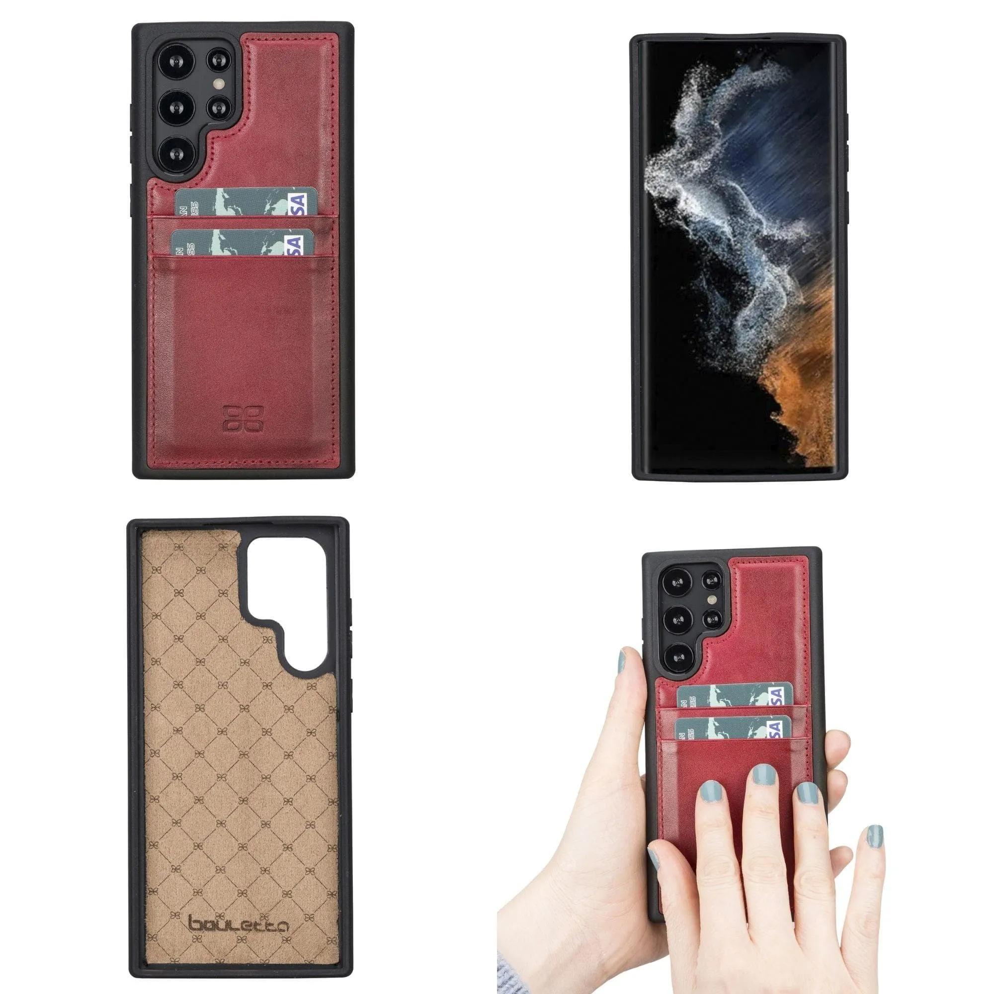 Samsung Galaxy S22 Series Genuine Leather Slim Back Cover Case with Card Holders
